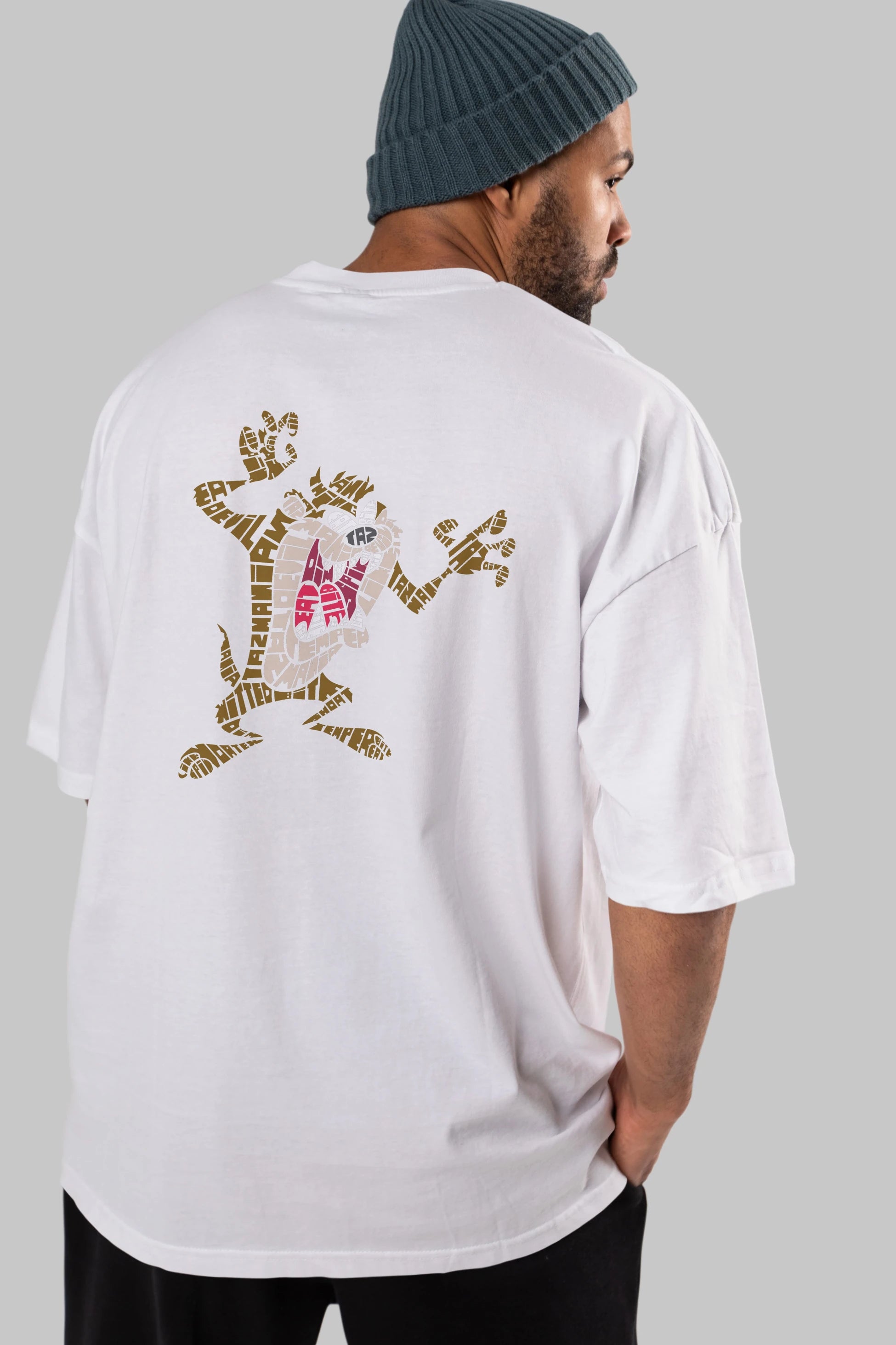 Tazmania Arka Baskılı Oversize t-shirt %100 pamuk Erkek Kadın Unisex
