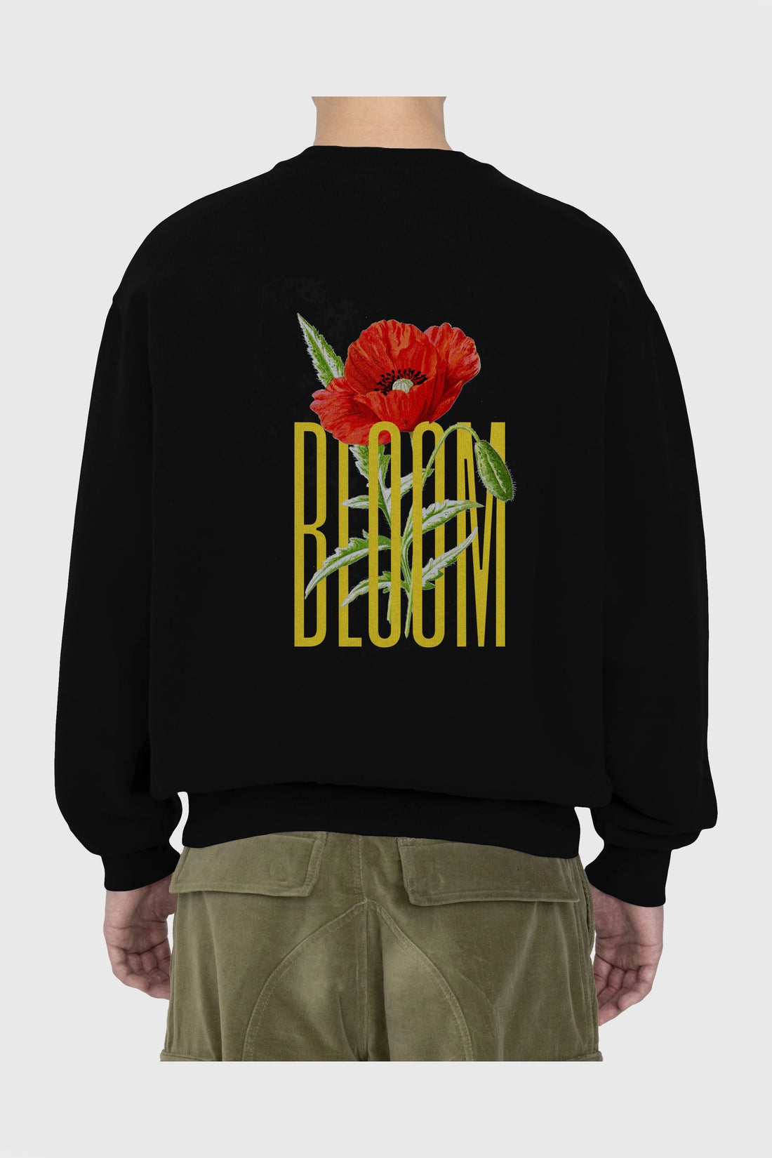 Bloom Flower Arka Baskılı Oversize Sweatshirt Erkek Kadın Unisex