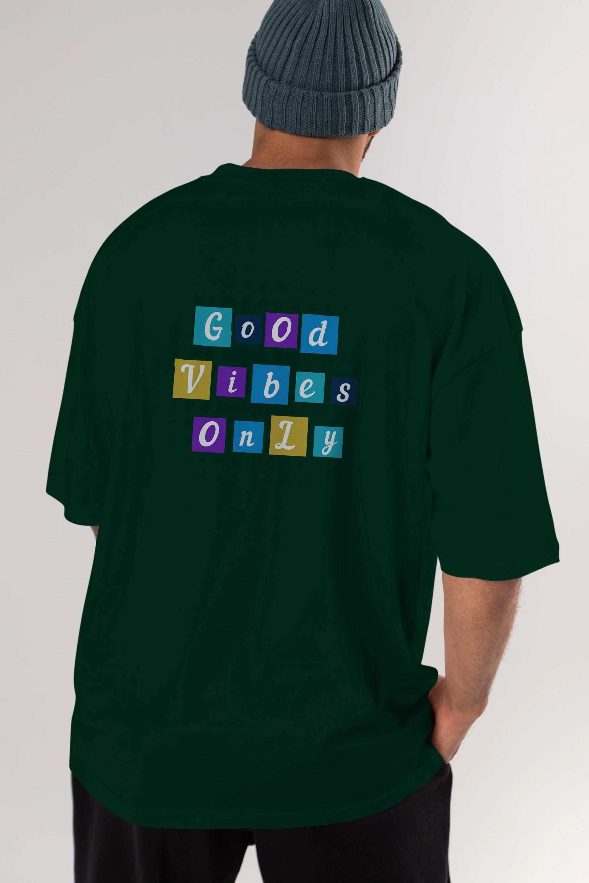 Good Vibes Only Yazılı 3 Arka Baskılı Oversize t-shirt Erkek Kadın Unisex