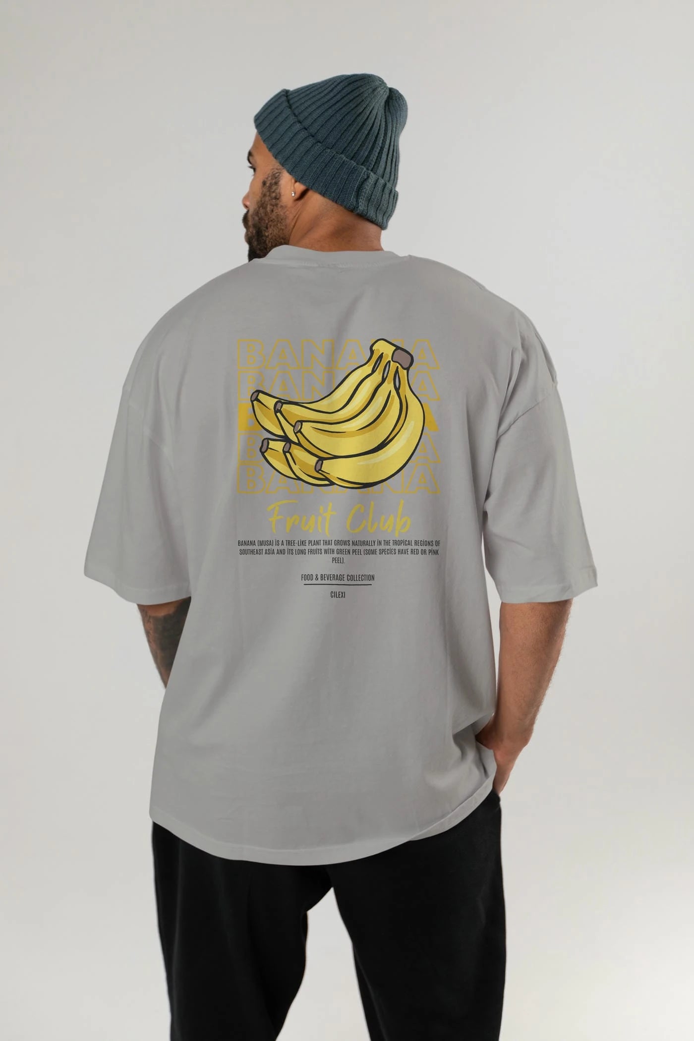 Banana Arka Baskılı Oversize t-shirt Erkek Kadın Pamuk Bisiklet Yaka tişort