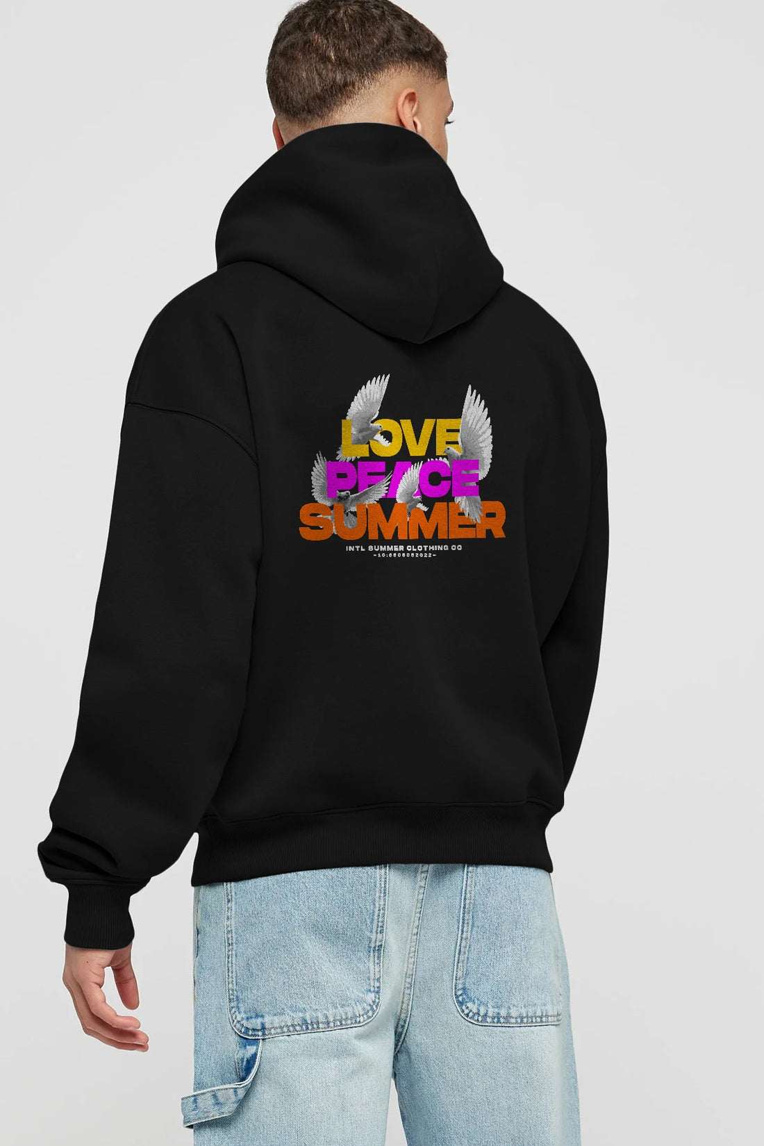 Love Peace Summer Arka Baskılı Hoodie Oversize Kapüşonlu Sweatshirt Erkek Kadın Unisex