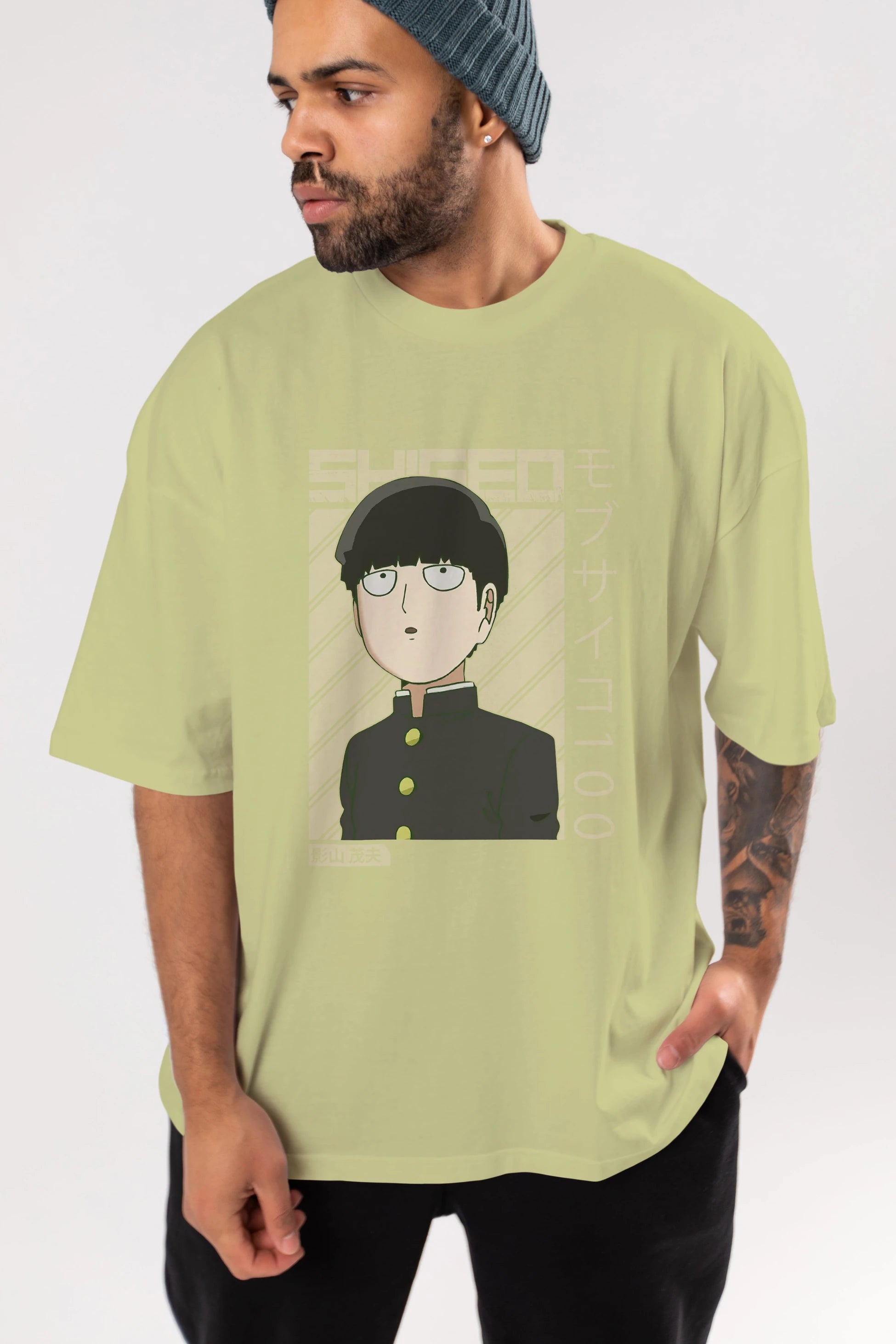 Shigeo Kageyama 2 Anime Ön Baskılı Oversize t-shirt %100 pamuk Erkek Kadın Unisex