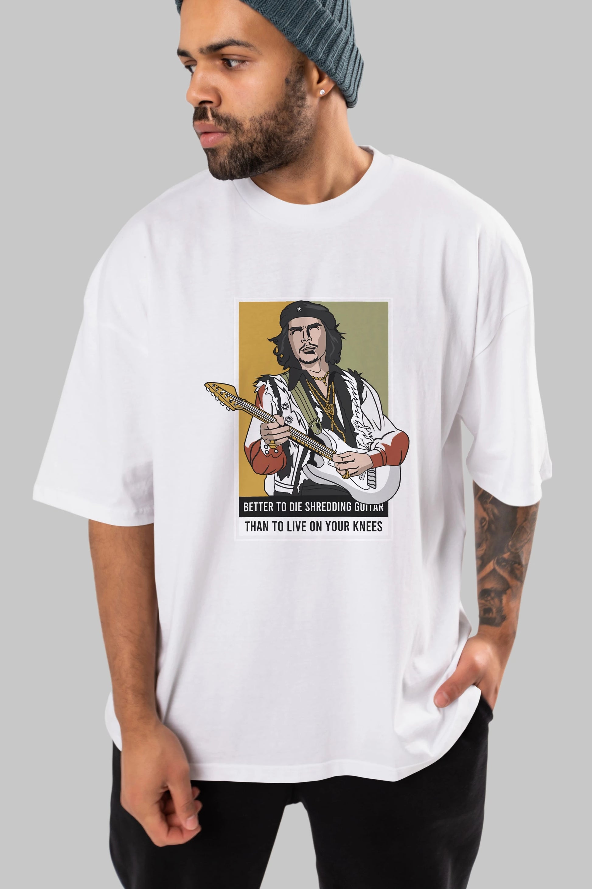 Che Guevara Hendrix Ön Baskılı Oversize t-shirt Erkek Kadın Unisex %100 Pamuk tişort