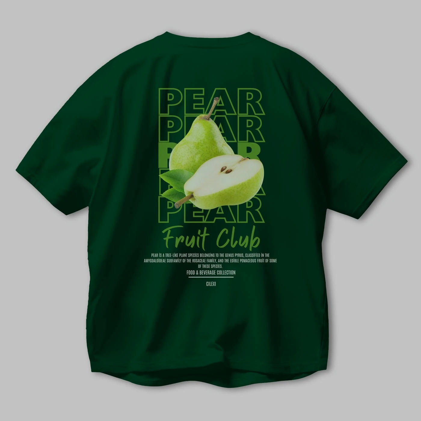 Pear Arka Baskılı Oversize t-shirt Erkek Kadın Pamuk Bisiklet Yaka tişort