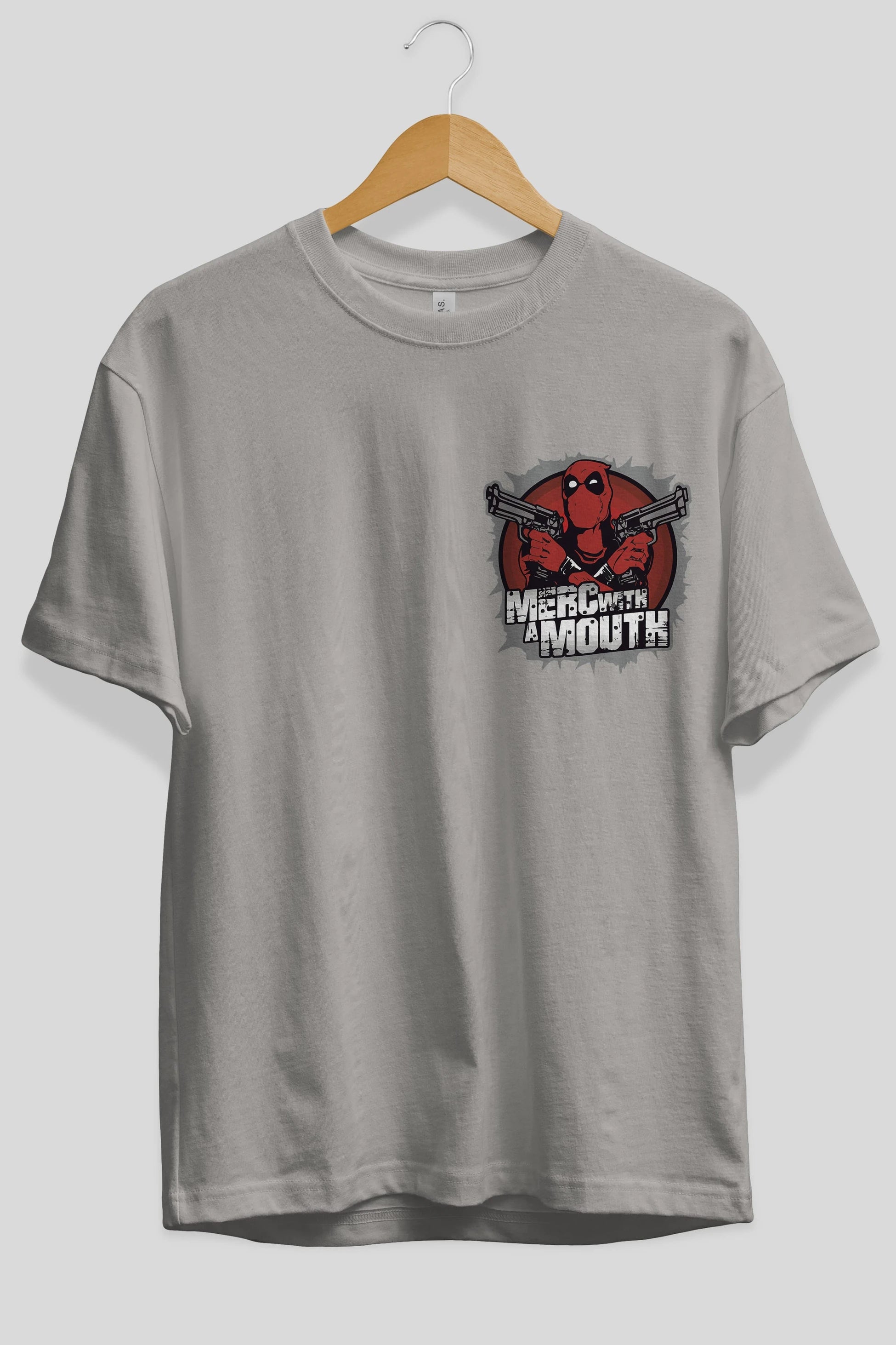 Deadpool (13) Ön Sol Baskılı Oversize t-shirt Erkek Kadın Unisex %100 Pamuk Bisiklet Yaka tişort
