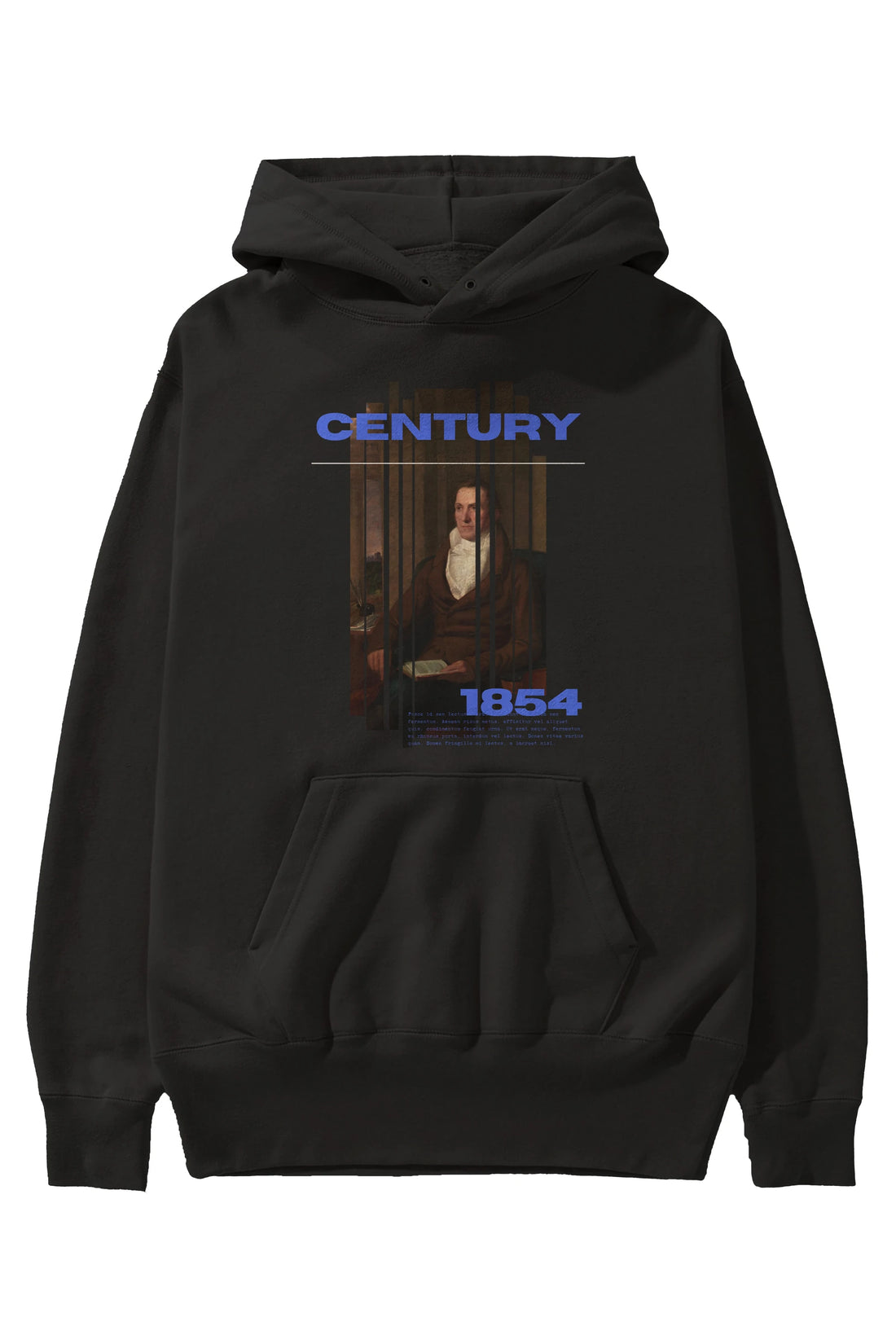 Century 1854 Yazılı Ön Baskılı Oversize Hoodie Kapüşonlu Sweatshirt Erkek Kadın Unisex