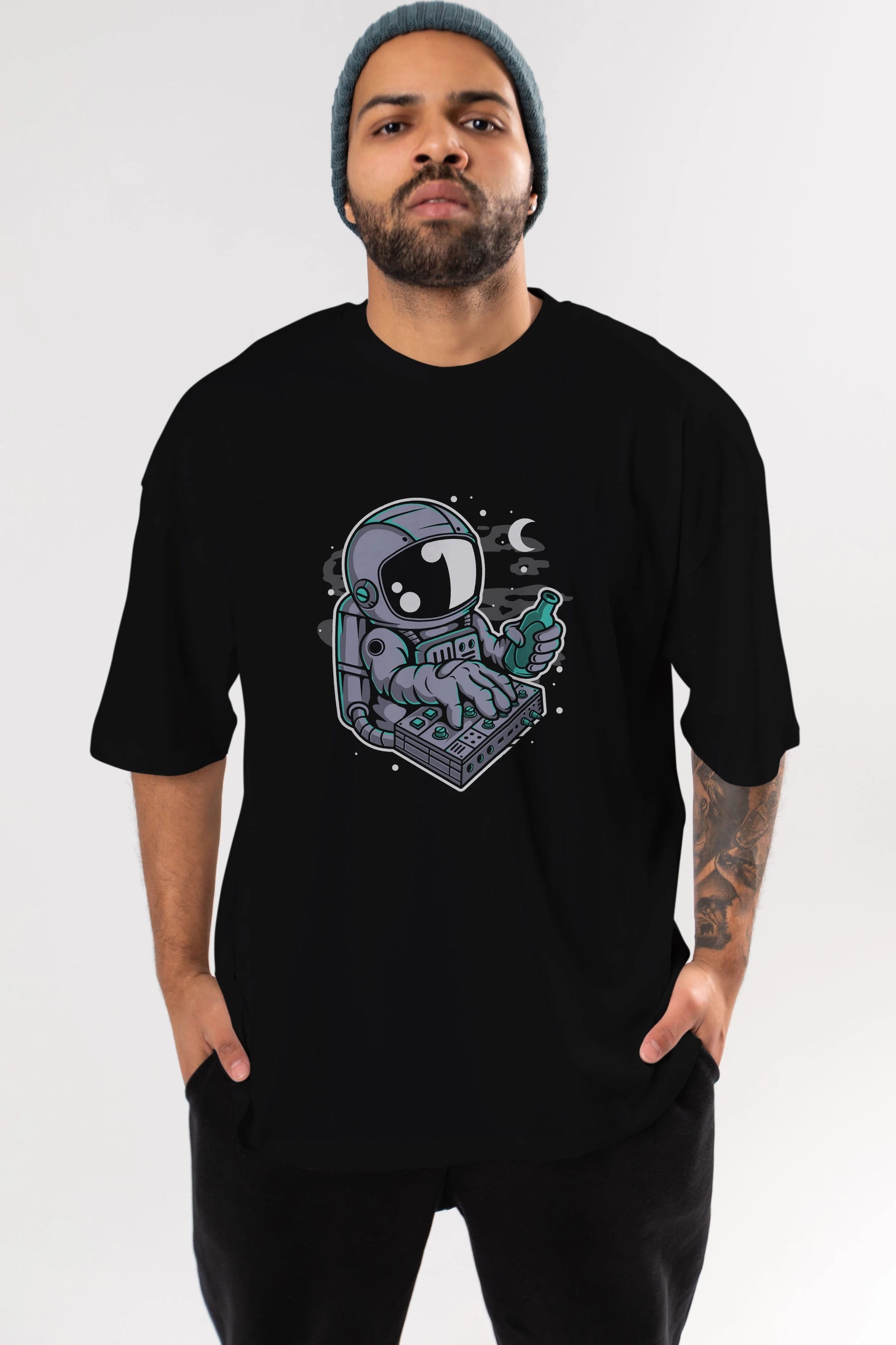 Astronaut Synth Ön Baskılı Oversize t-shirt Erkek Kadın Unisex
