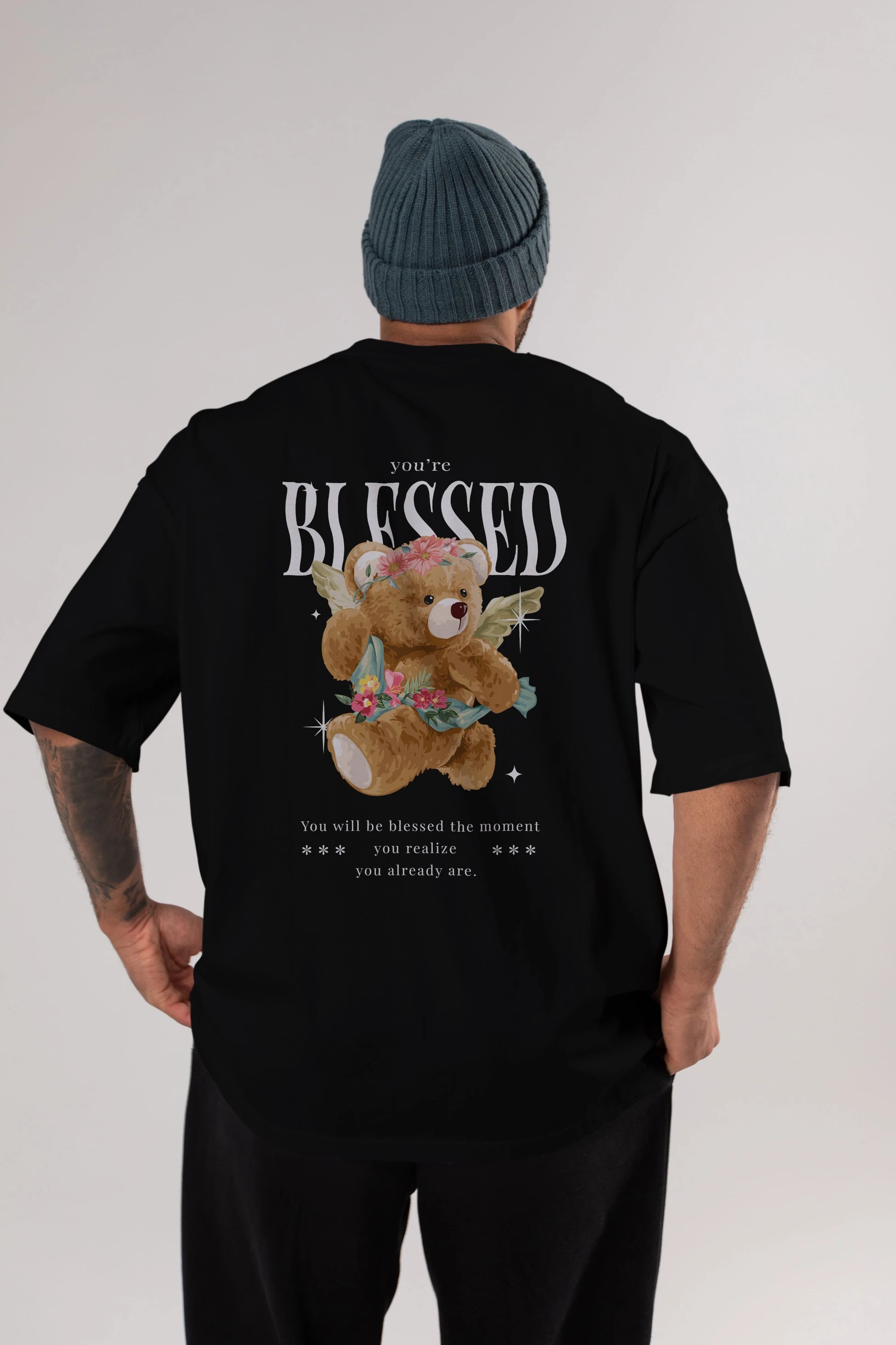 You are Blessed Bear Arka Baskılı Oversize t-shirt Erkek Kadın Unisex