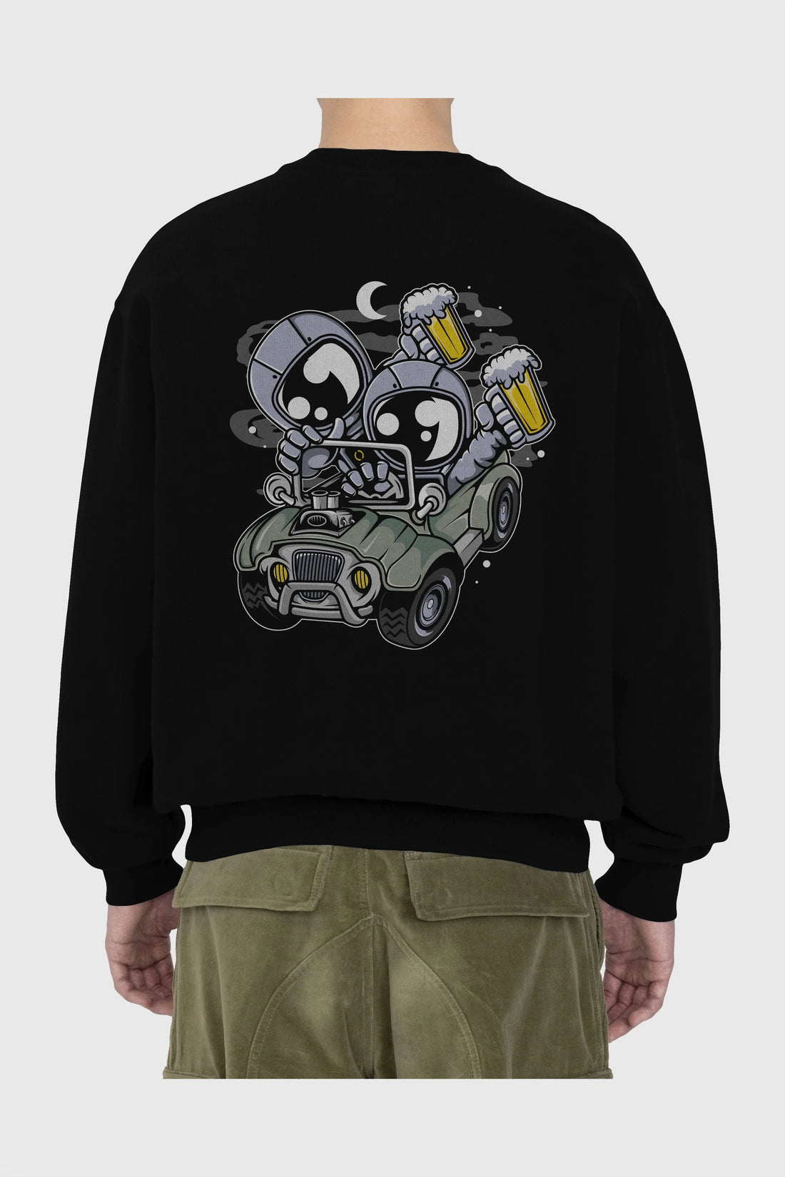 Astronaut Offroad Arka Baskılı Oversize Sweatshirt Erkek Kadın Unisex
