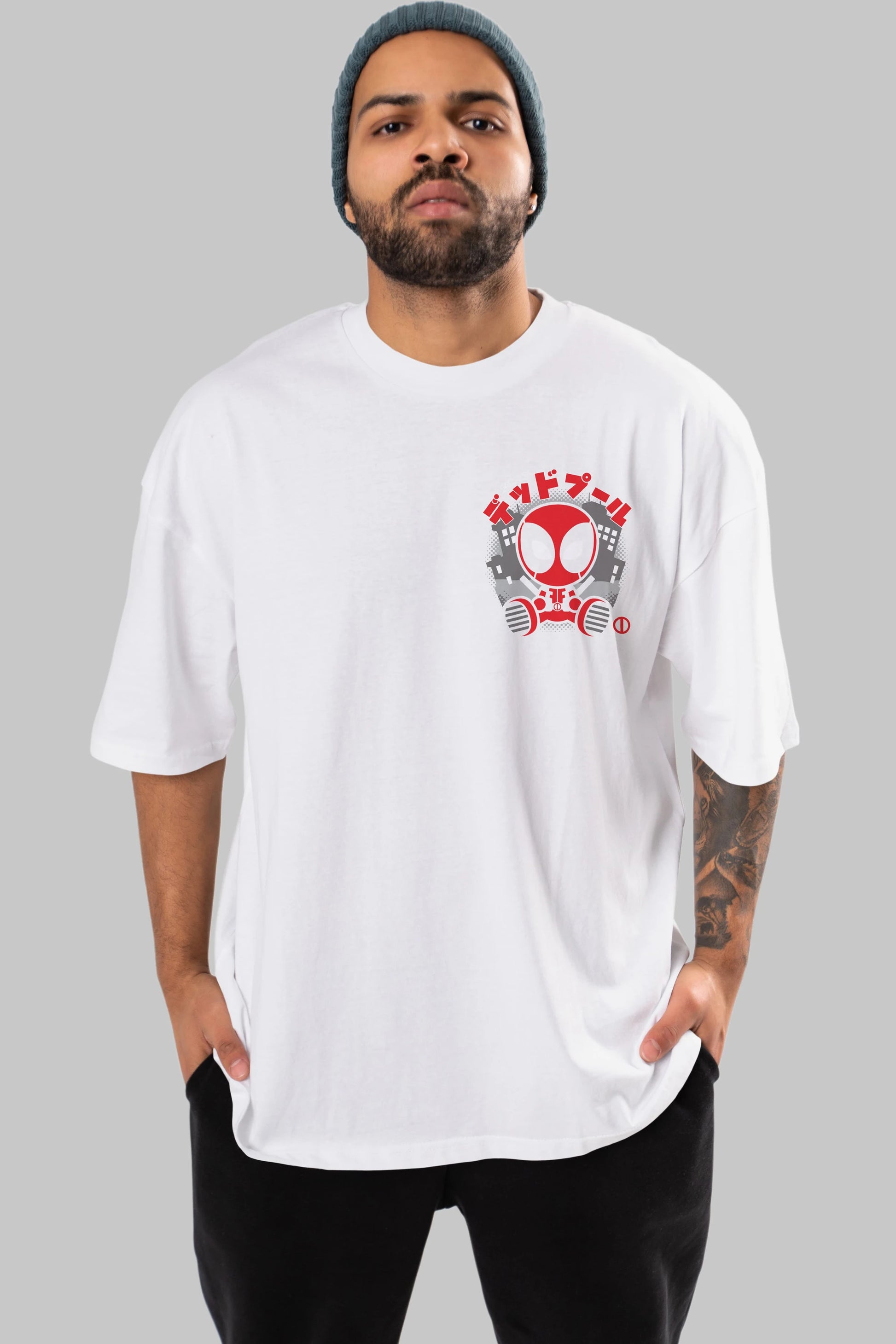 Deadpool (15) Ön Sol Baskılı Oversize t-shirt Erkek Kadın Unisex %100 Pamuk Bisiklet Yaka tişort