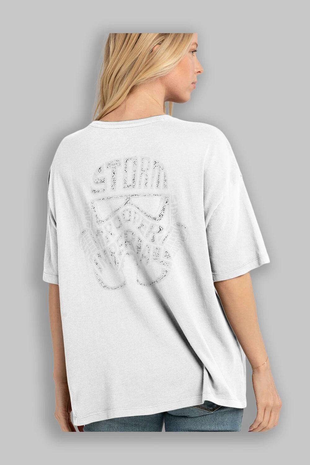 Storm Trooper Arka Baskılı Oversize t-shirt %100 pamuk Erkek Kadın Unisex