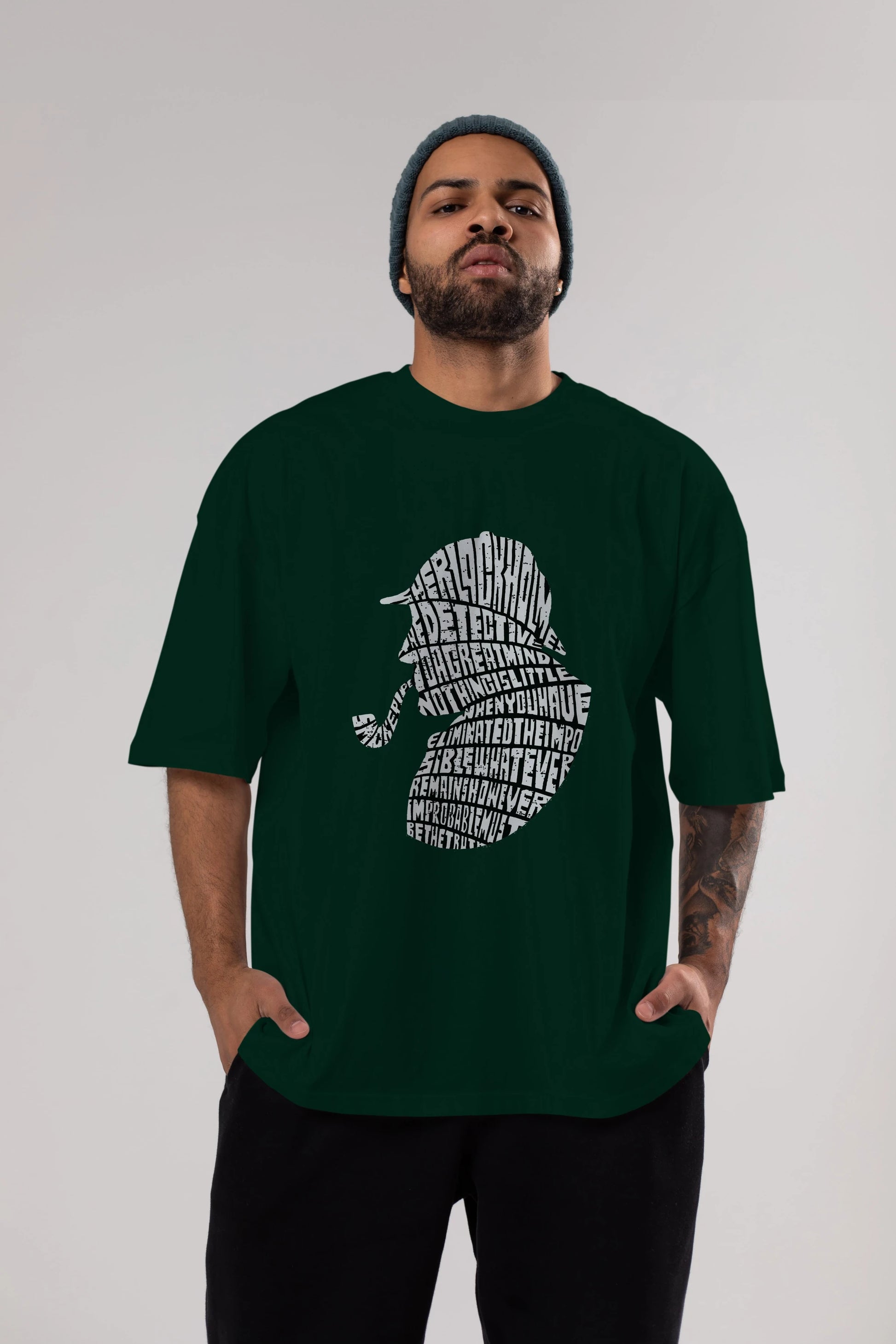 Holmes Ön Baskılı Oversize t-shirt %100 pamuk Erkek Kadın Unisex
