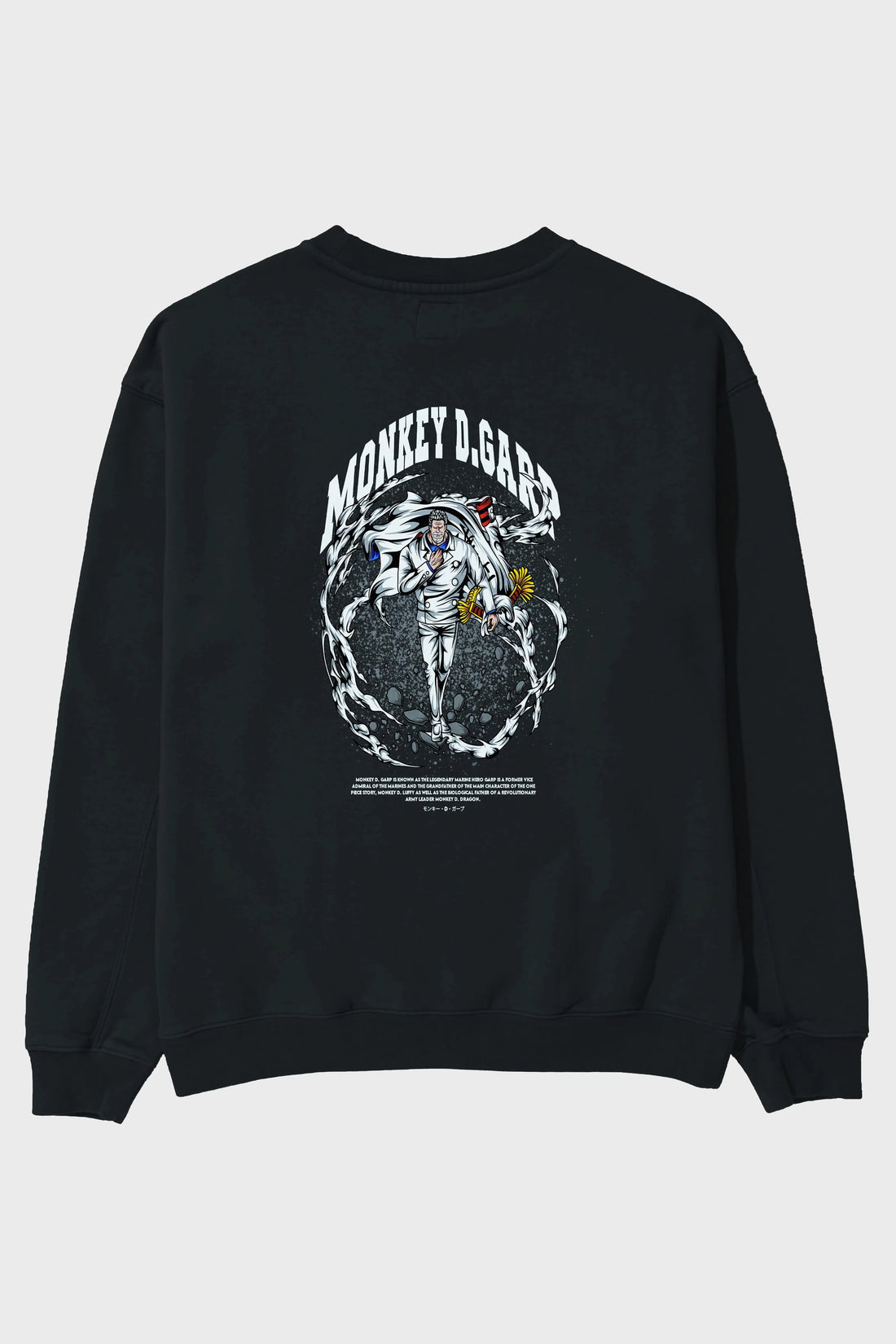 Monkey D. Garp Anime Arka Baskılı Oversize Sweatshirt Erkek Kadın Unisex