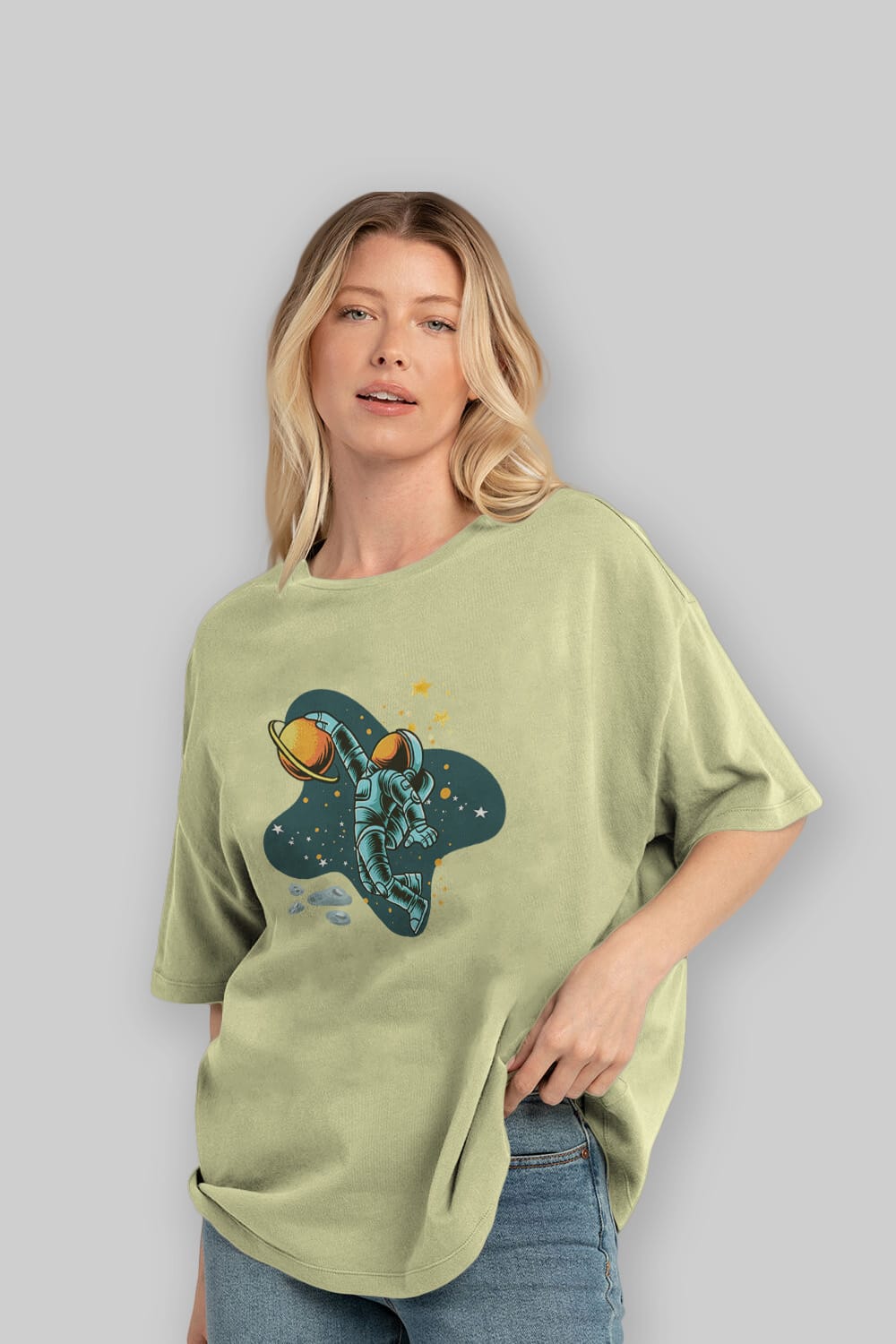 Astronot Basketbol Ön Baskılı Oversize t-shirt Erkek Kadın Unisex