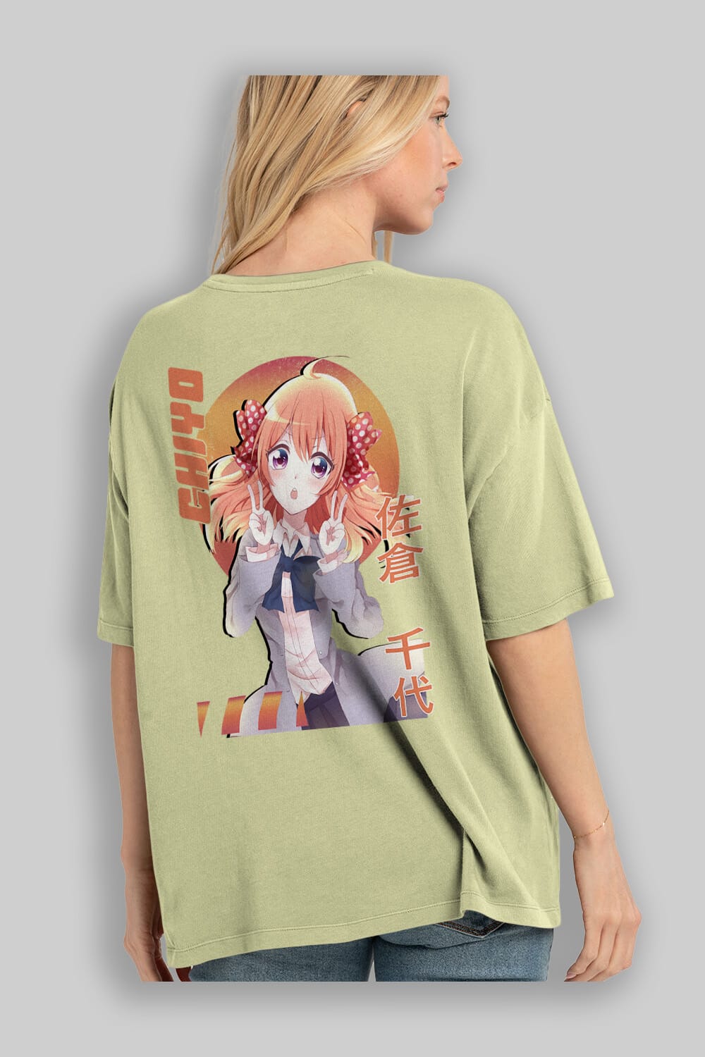 Chiyo Sakura 5 Anime Arka Baskılı Oversize t-shirt Erkek Kadın Unisex