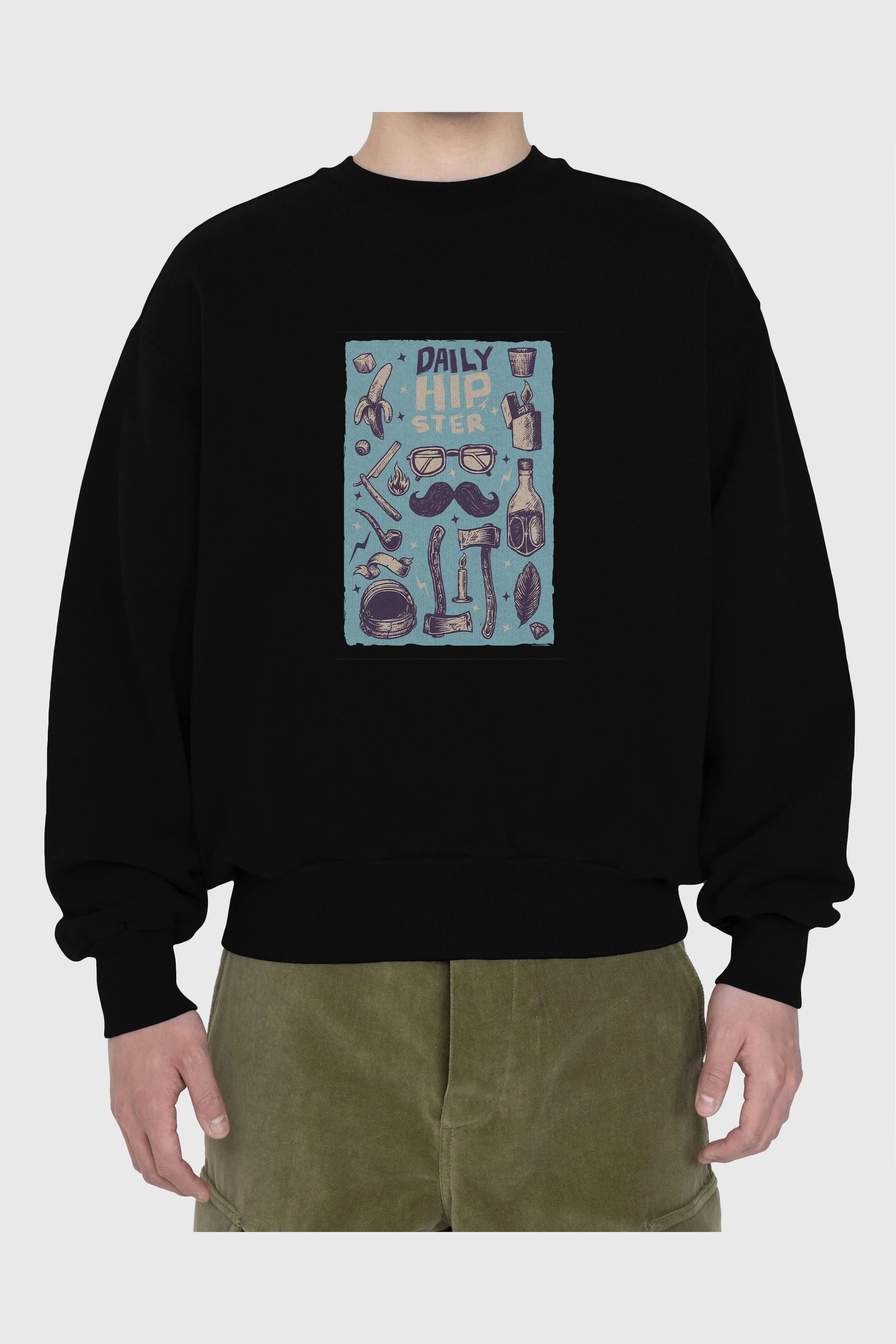 Hipster Ön Baskılı Oversize Sweatshirt Erkek Kadın Unisex