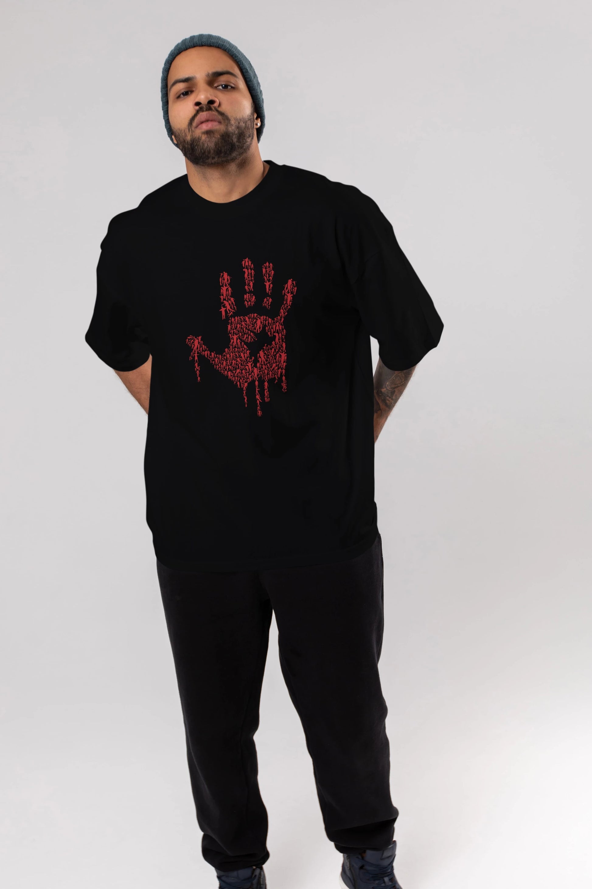 Hand Of Zombies Ön Baskılı Oversize t-shirt %100 pamuk Erkek Kadın Unisex