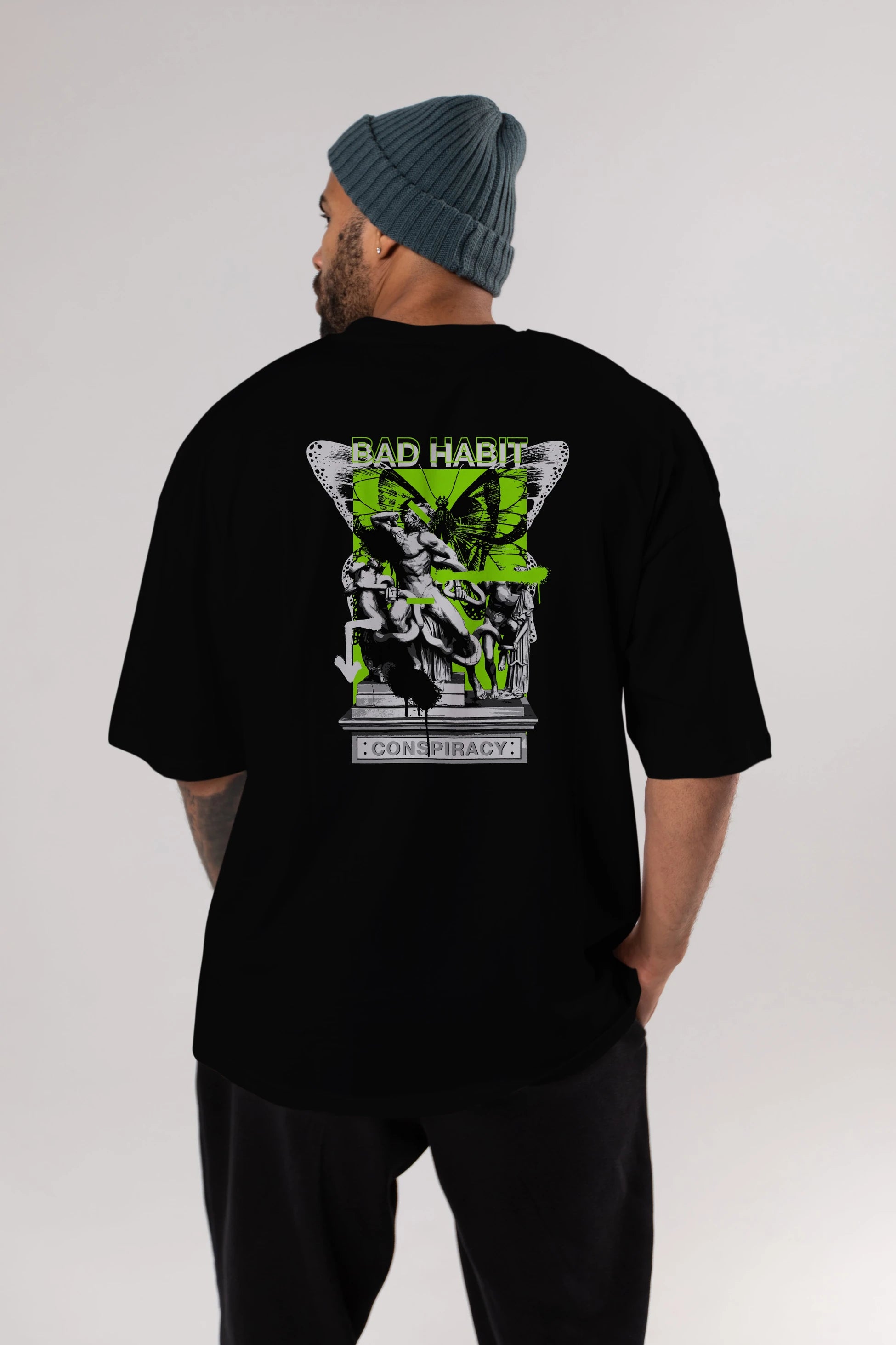 Bad Habit Arka Baskılı Oversize t-shirt Erkek Kadın Unisex