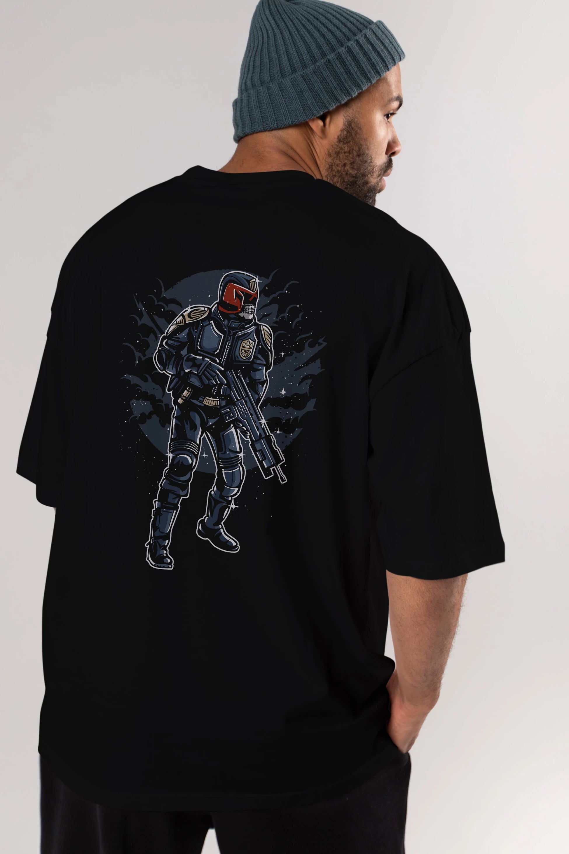 Judge Skull Arka Baskılı Oversize t-shirt Erkek Kadın Unisex %100 Pamuk