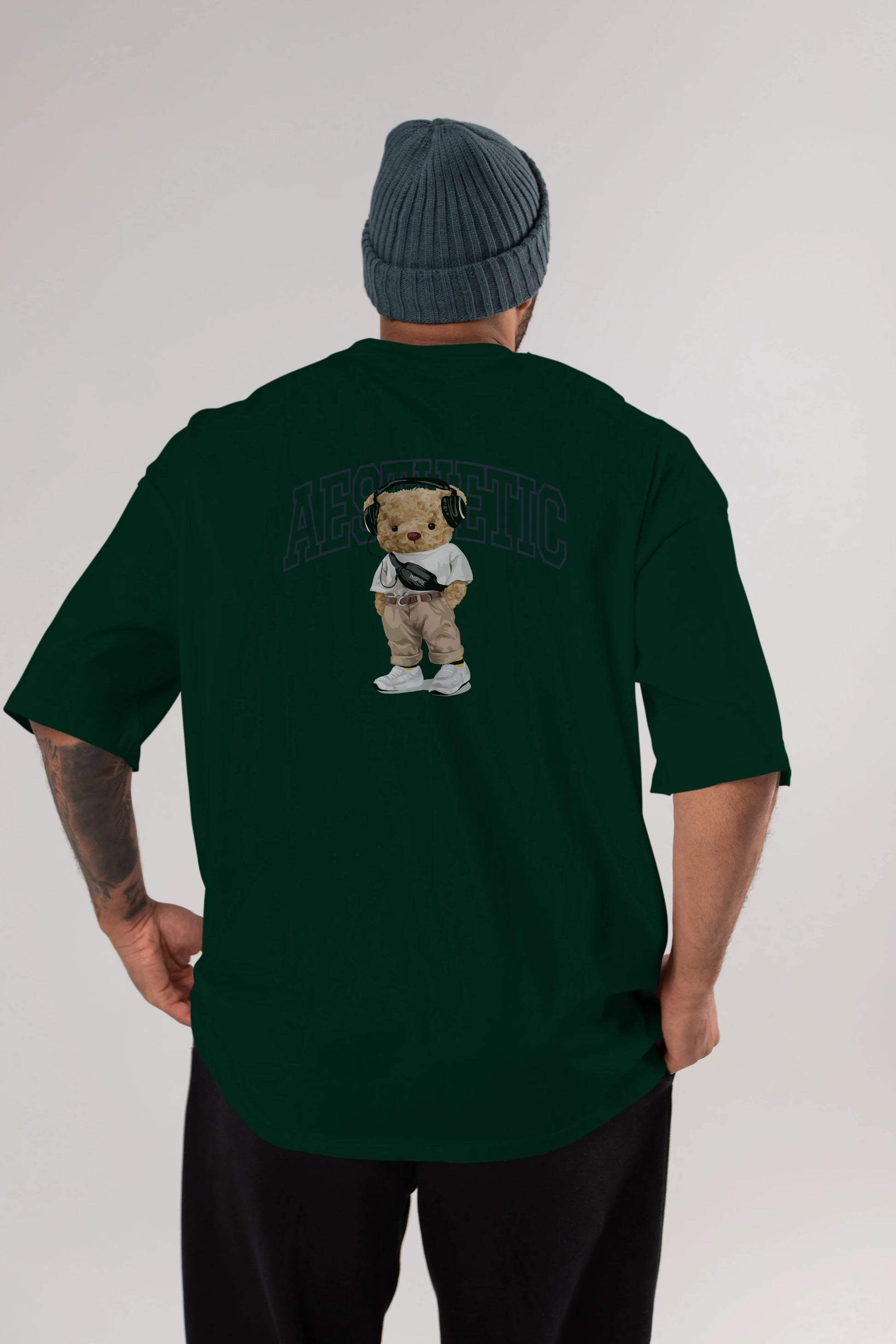 Teddy Bear Aesthetıc Arka Baskılı Oversize t-shirt Erkek Kadın Unisex %100 Pamuk