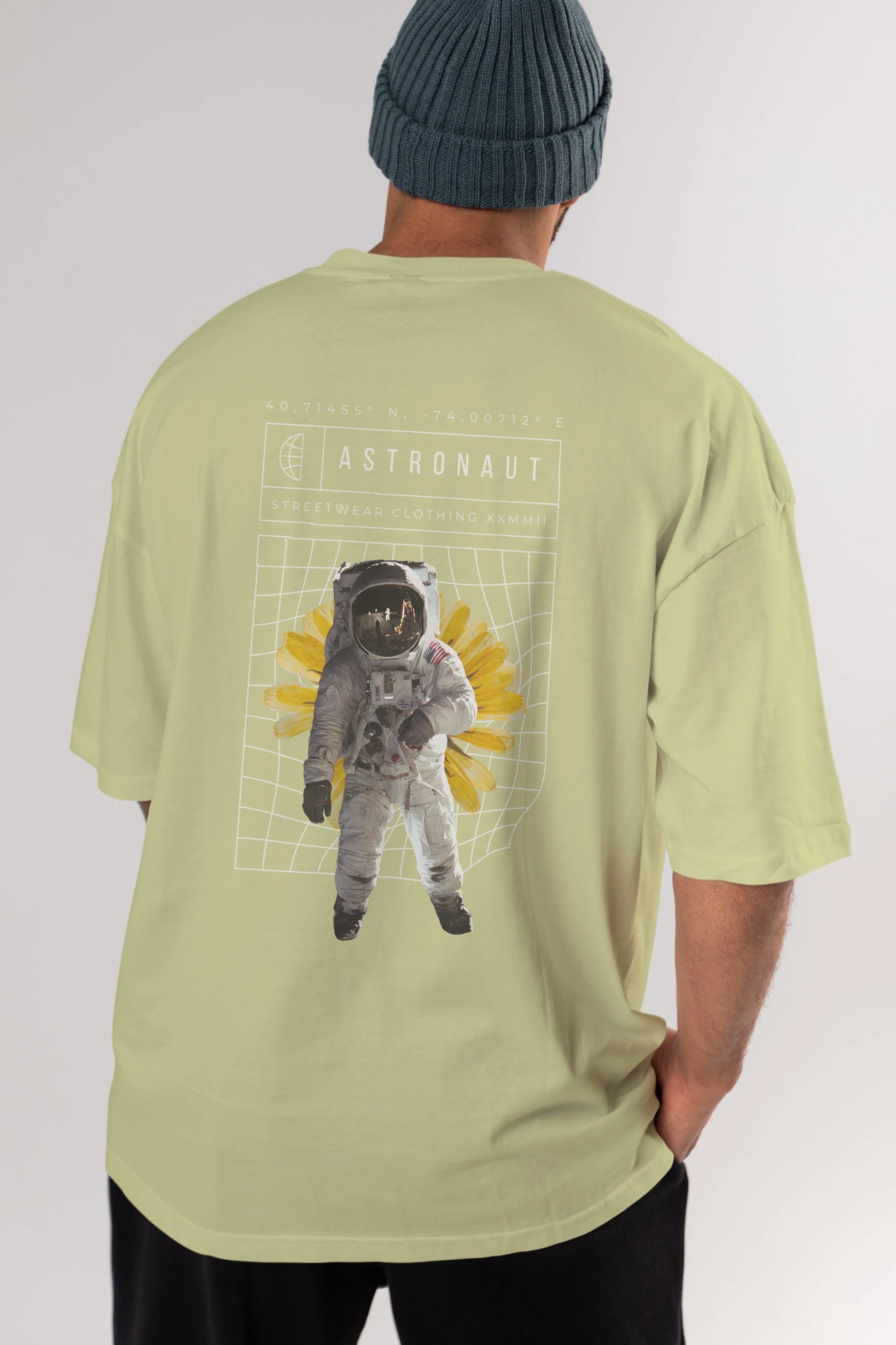 Astronaut Streetwear Arka Baskılı Oversize t-shirt Erkek Kadın Unisex