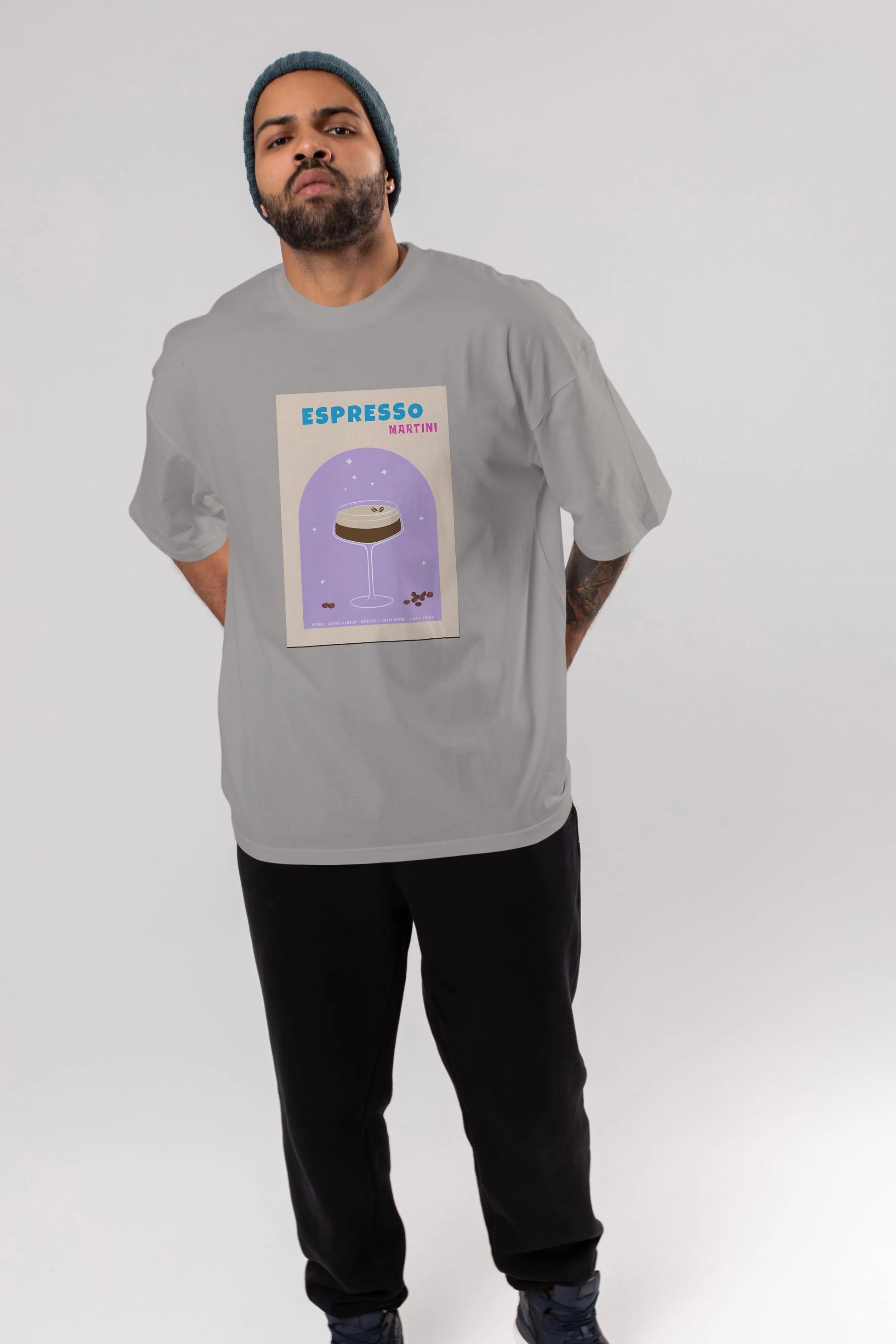 Espresso Martini 5 Ön Baskılı Oversize t-shirt Erkek Kadın Unisex %100 Pamuk Bisiklet Yaka tişort