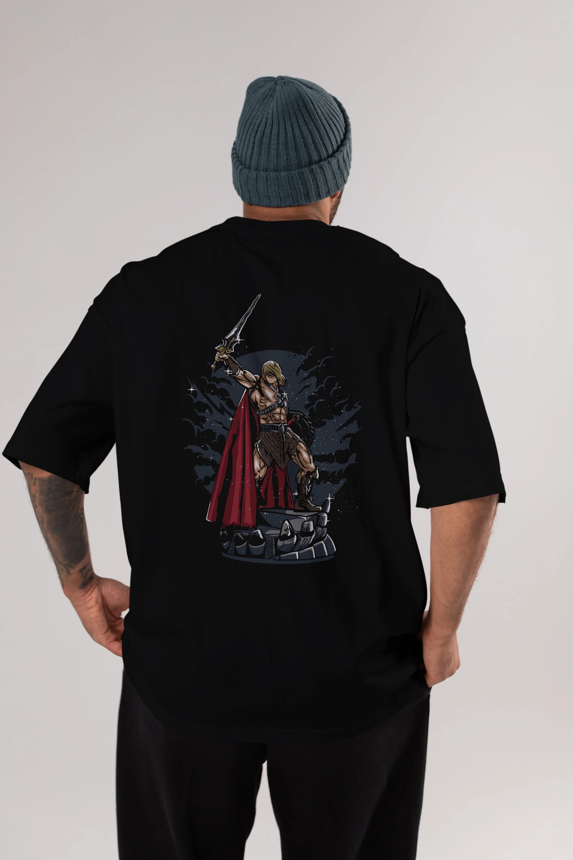 Warrior Arka Baskılı Oversize t-shirt Erkek Kadın Unisex %100 Pamuk