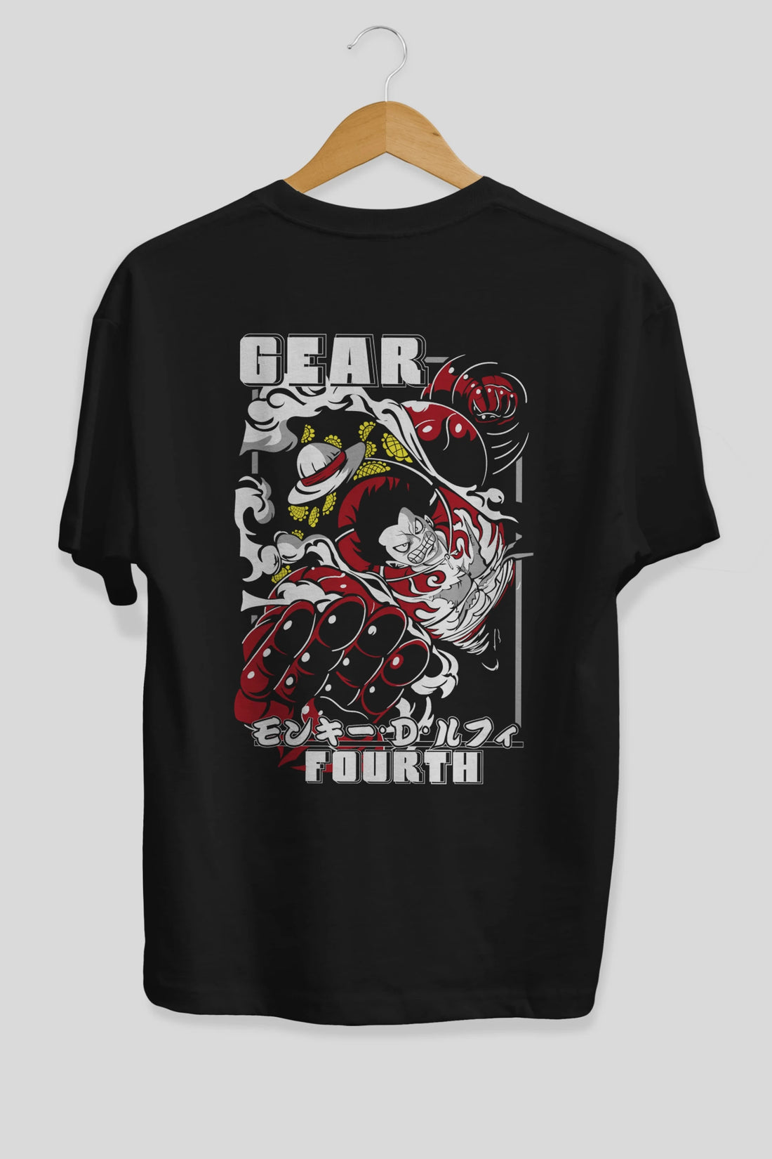 LUFFY gear fourth Anime Arka Baskılı Oversize t-shirt Erkek Kadın Unisex