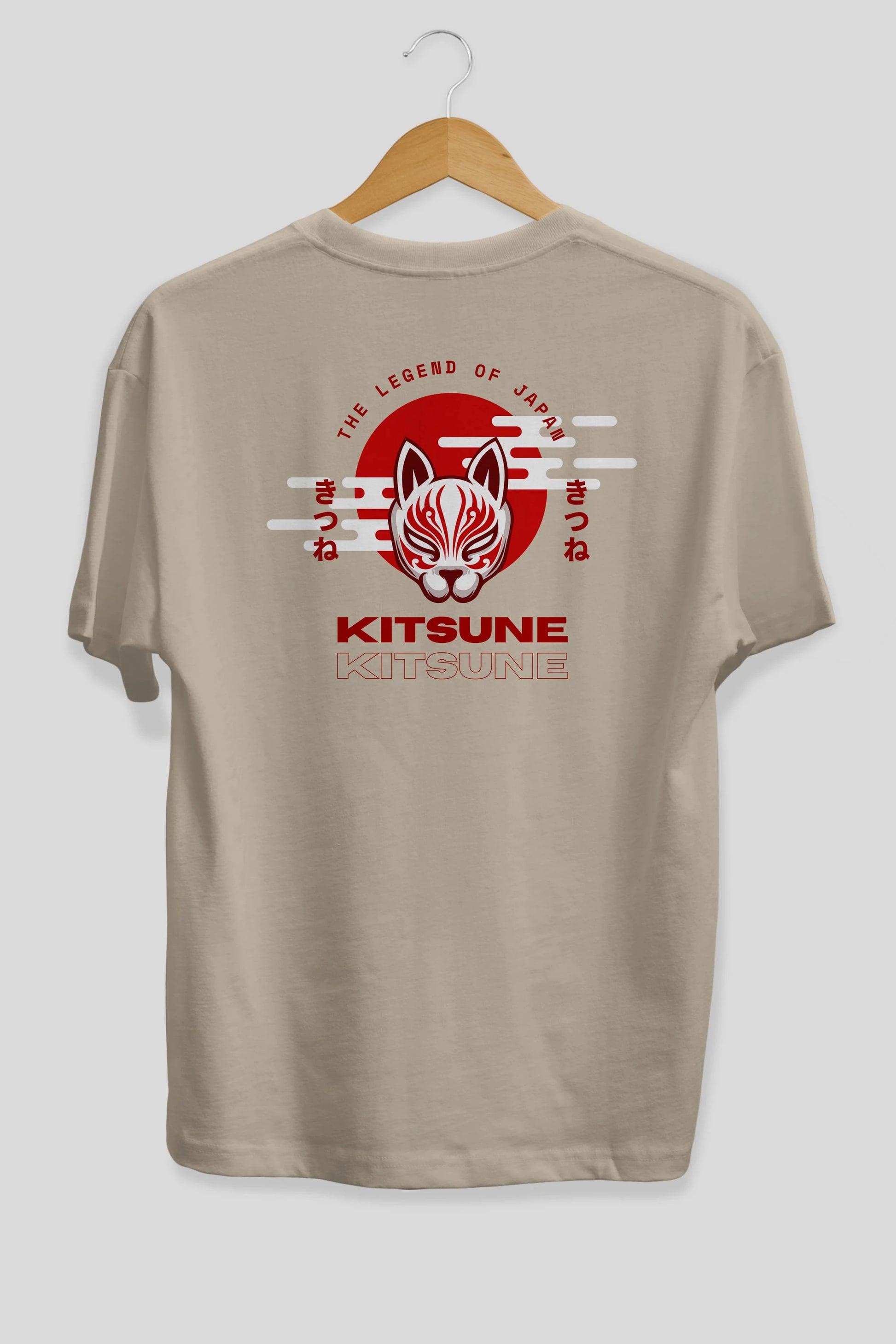 Kitsune Mask Arka Baskılı Oversize t-shirt Erkek Kadın Unisex