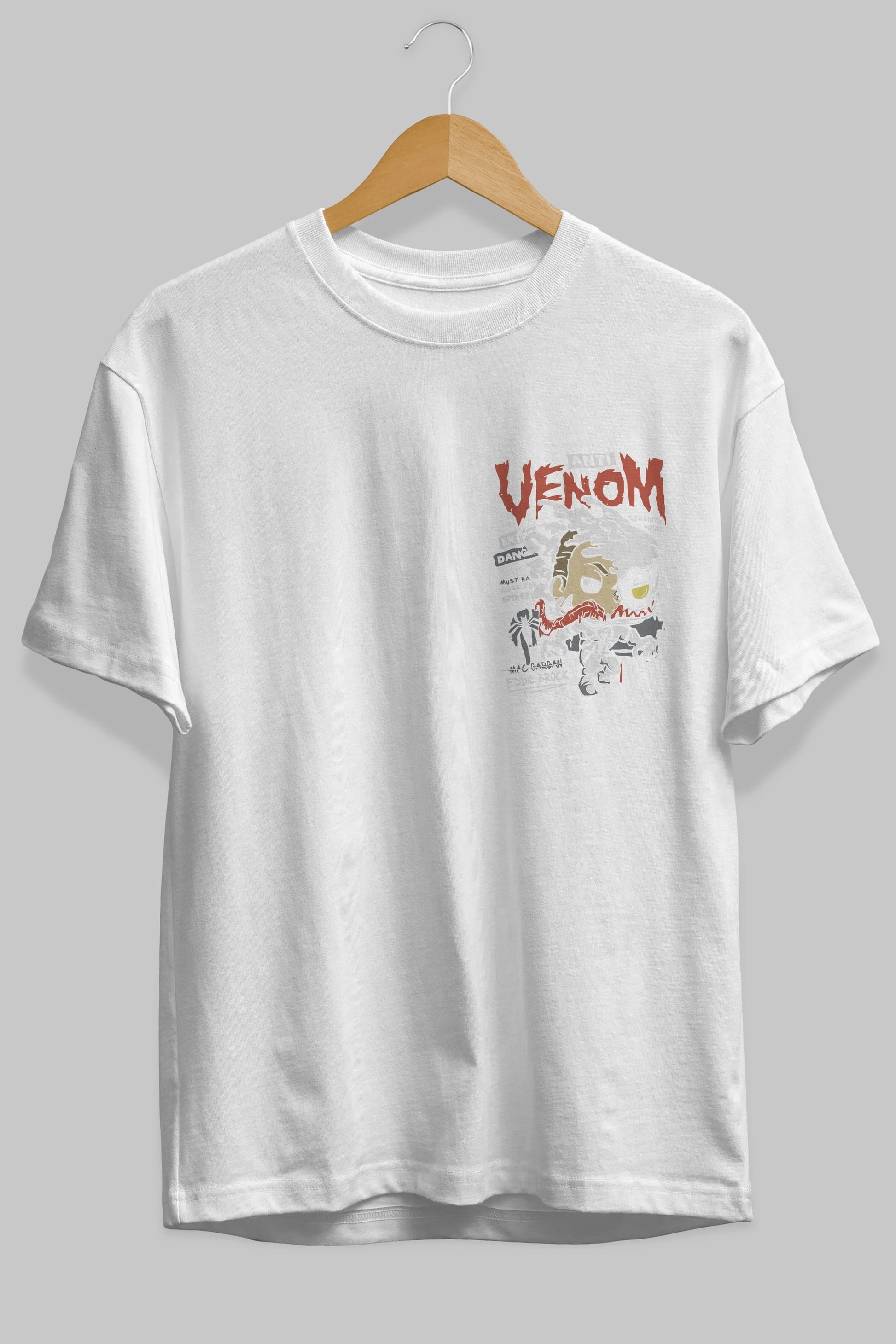 Venom (9) Ön Sol Baskılı Oversize t-shirt Erkek Kadın Unisex %100 Pamuk Bisiklet Yaka tişort