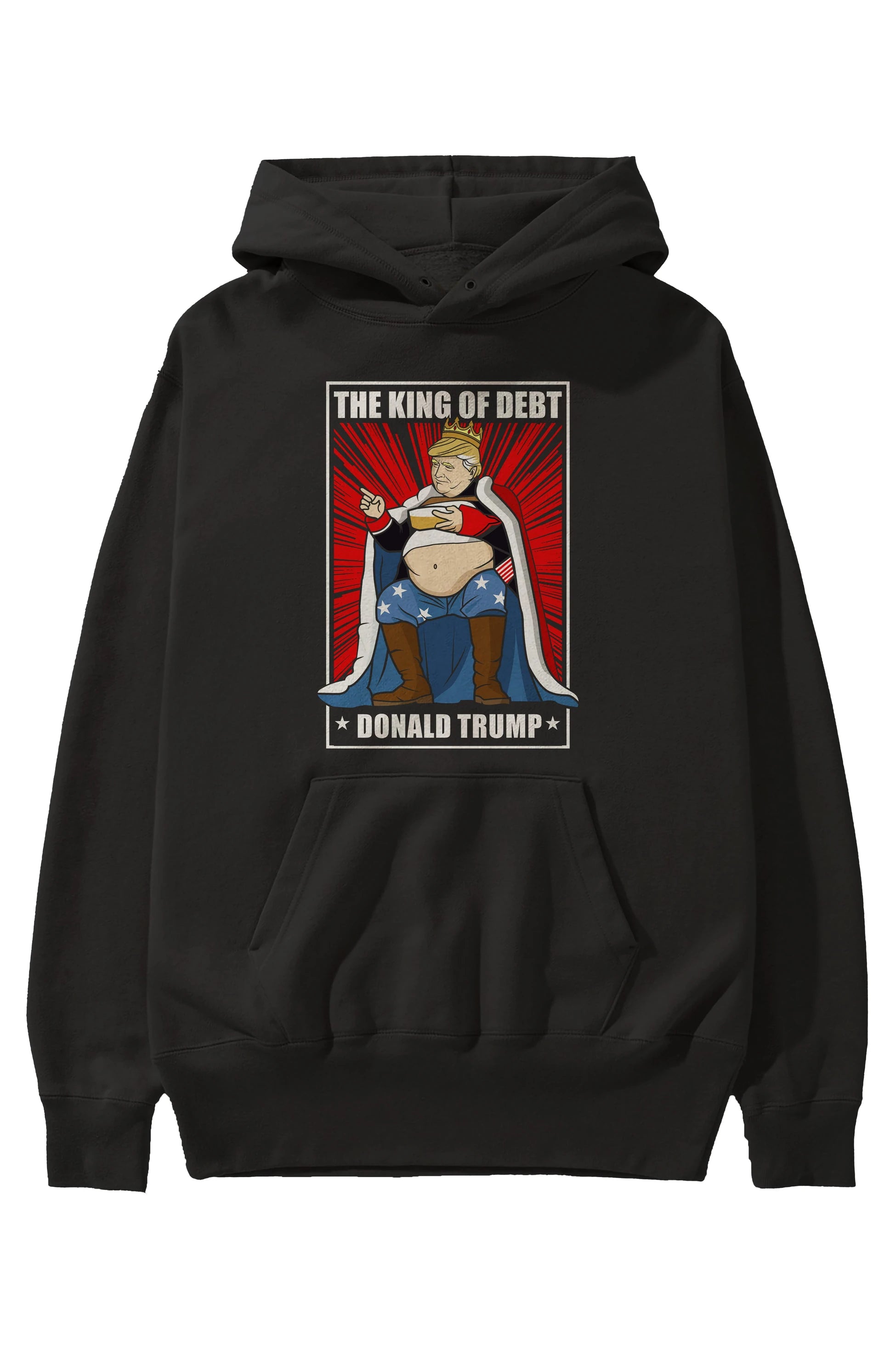 Trump King Ön Baskılı Hoodie Oversize Kapüşonlu Sweatshirt Erkek Kadın Unisex