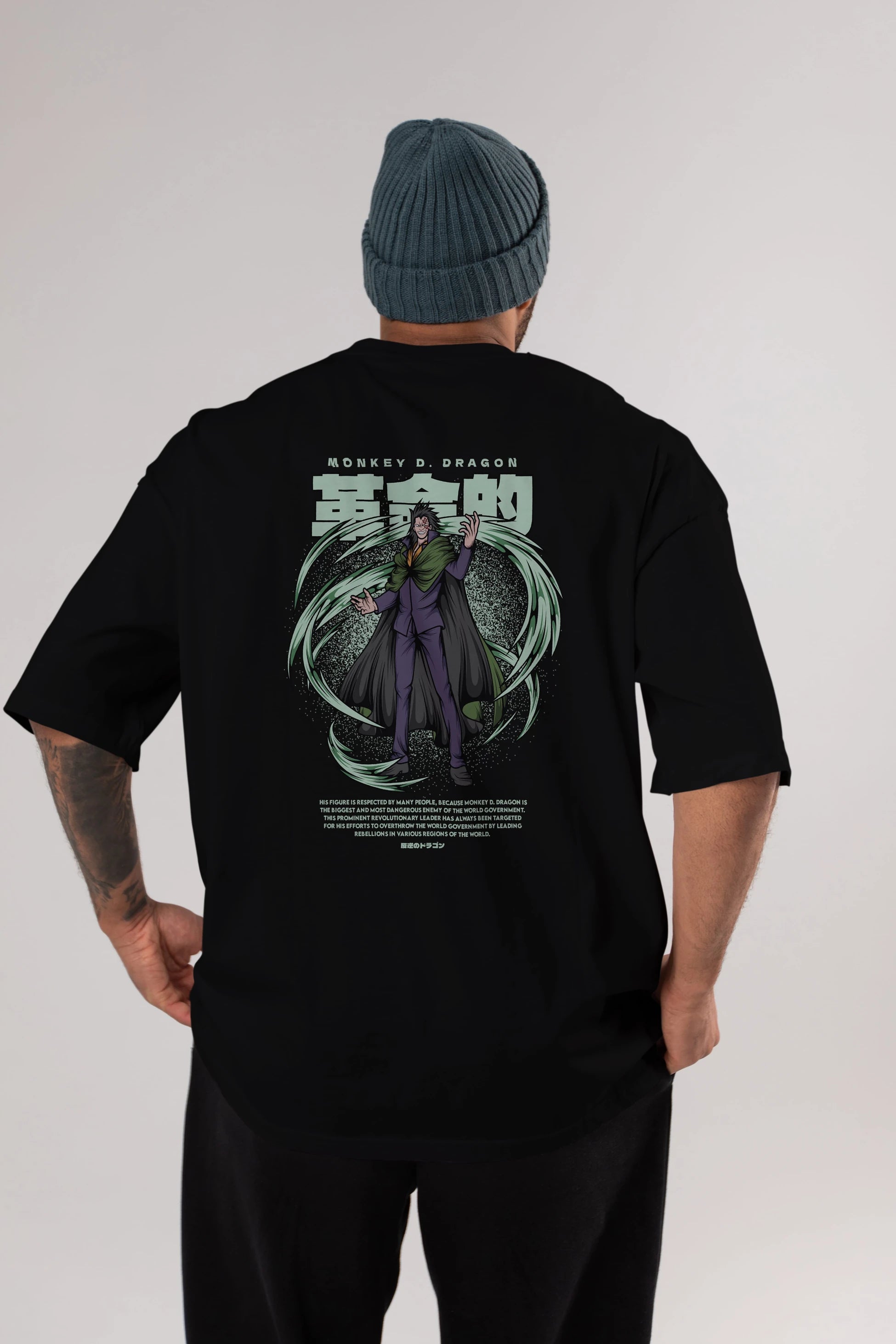 Monkey D. Dragon Anime Arka Baskılı Oversize t-shirt Erkek Kadın Unisex