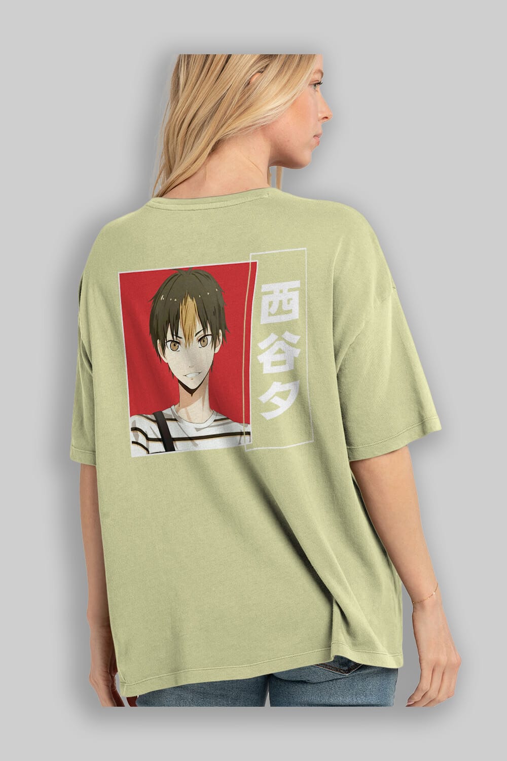 Yuu Nishinoya 1 Anime Arka Baskılı Oversize t-shirt Erkek Kadın Unisex