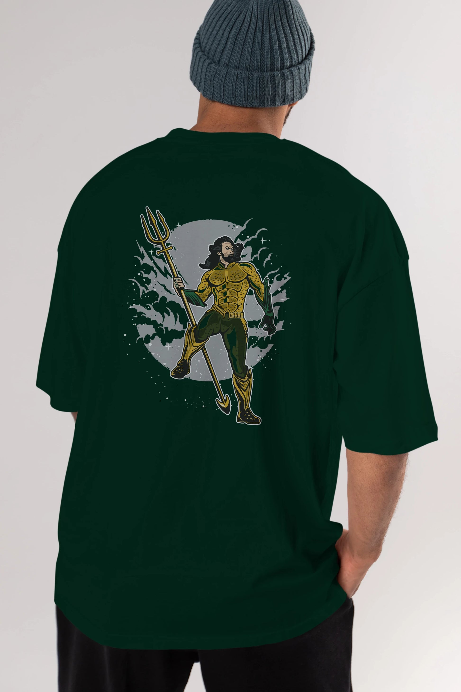 AQUAMAN Arka Baskılı Oversize t-shirt Erkek Kadın Unisex %100 Pamuk