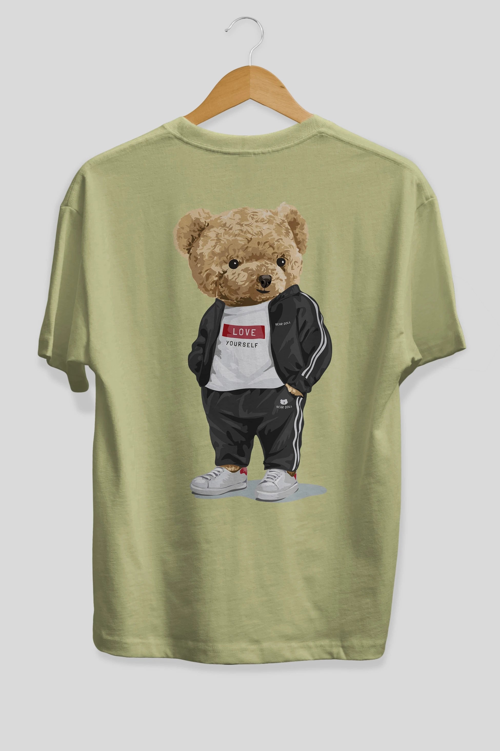 Teddy Bear Love Yourself Arka Baskılı Oversize t-shirt Erkek Kadın Unisex %100 Pamuk