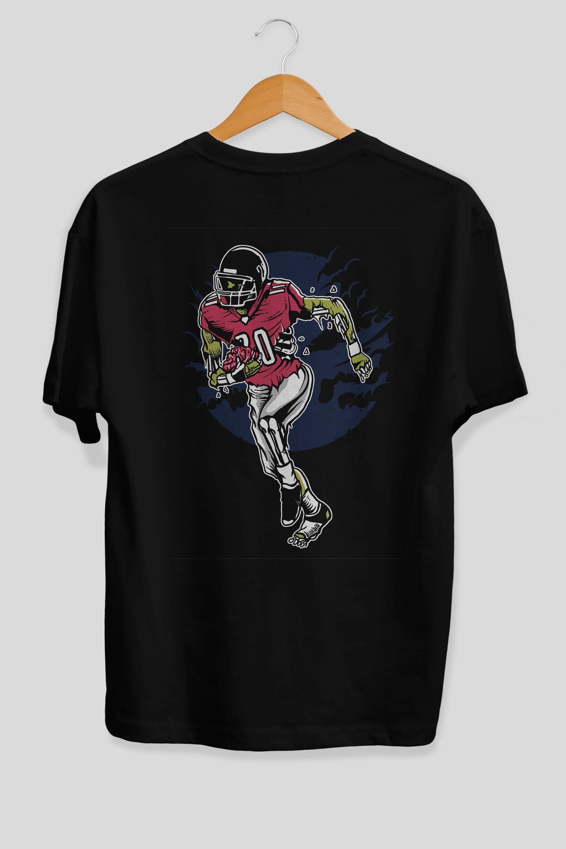Zombie Football Arka Baskılı Oversize t-shirt Erkek Kadın Unisex %100 Pamuk