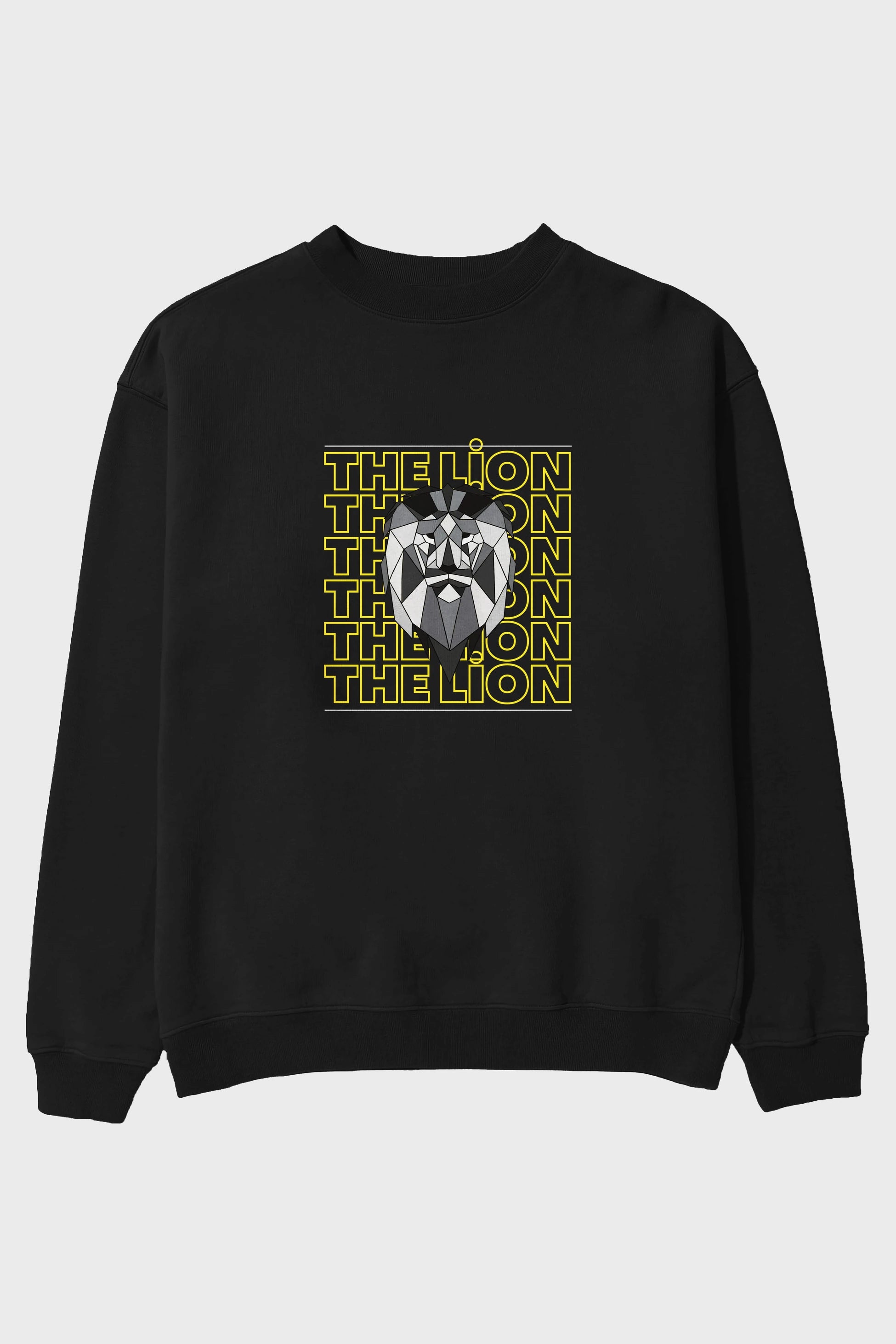 The Lion Yazılı Ön Baskılı Oversize Sweatshirt Erkek Kadın Unisex