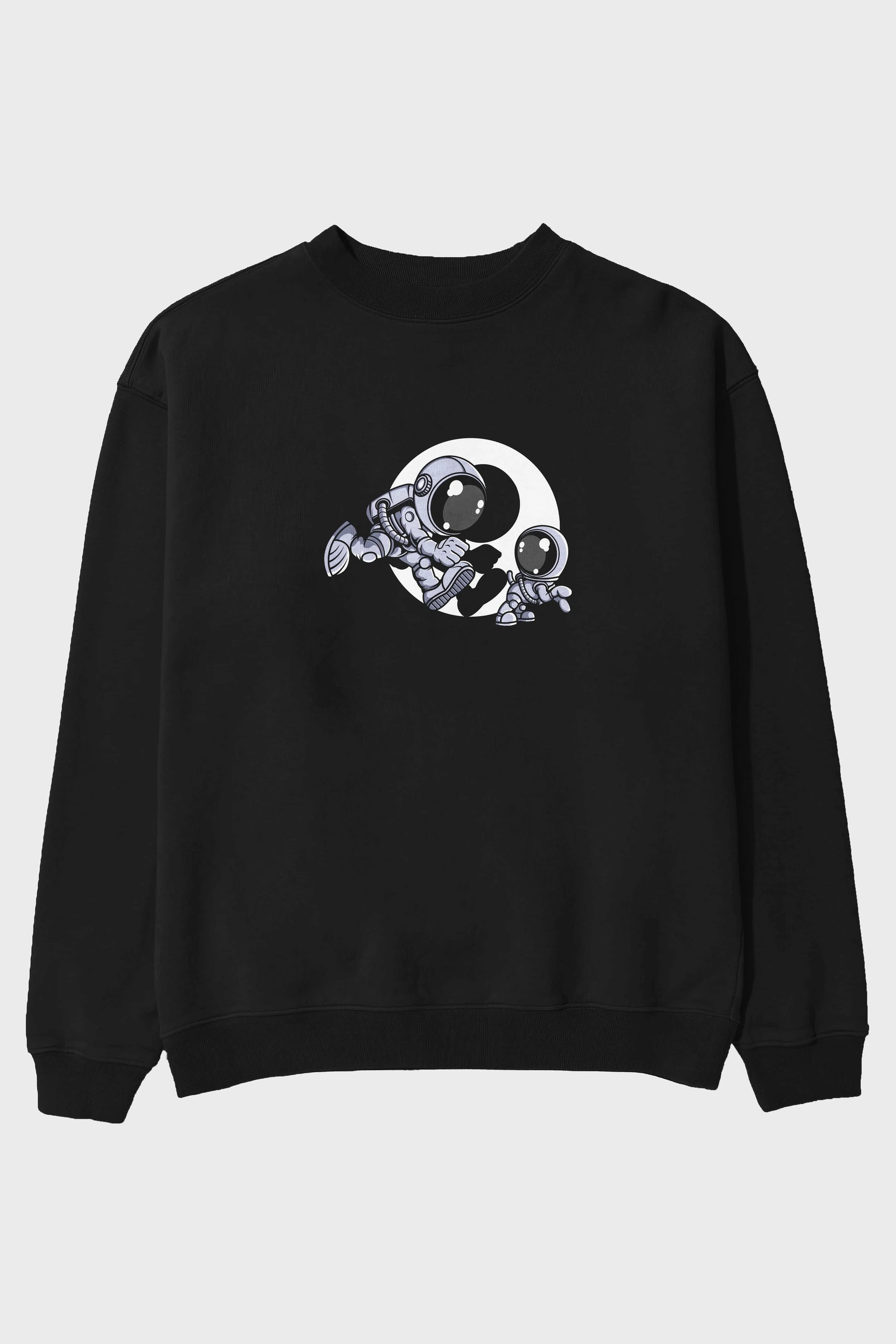 Astronaut And Little Dog Ön Baskılı Oversize Sweatshirt Erkek Kadın Unisex