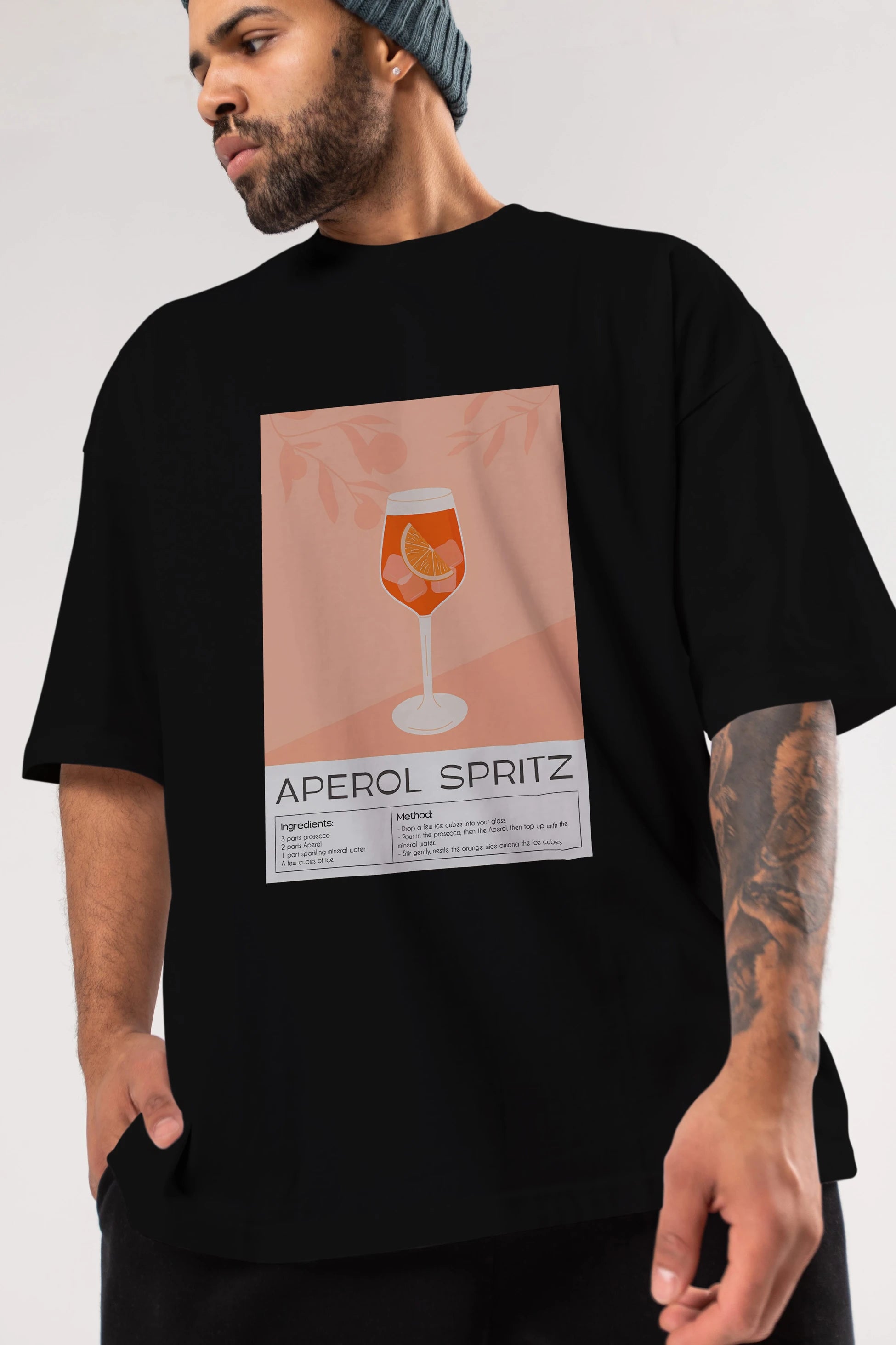Aperol Spritz 7 Ön Baskılı Oversize t-shirt Erkek Kadın Unisex %100 Pamuk Bisiklet Yaka tişort