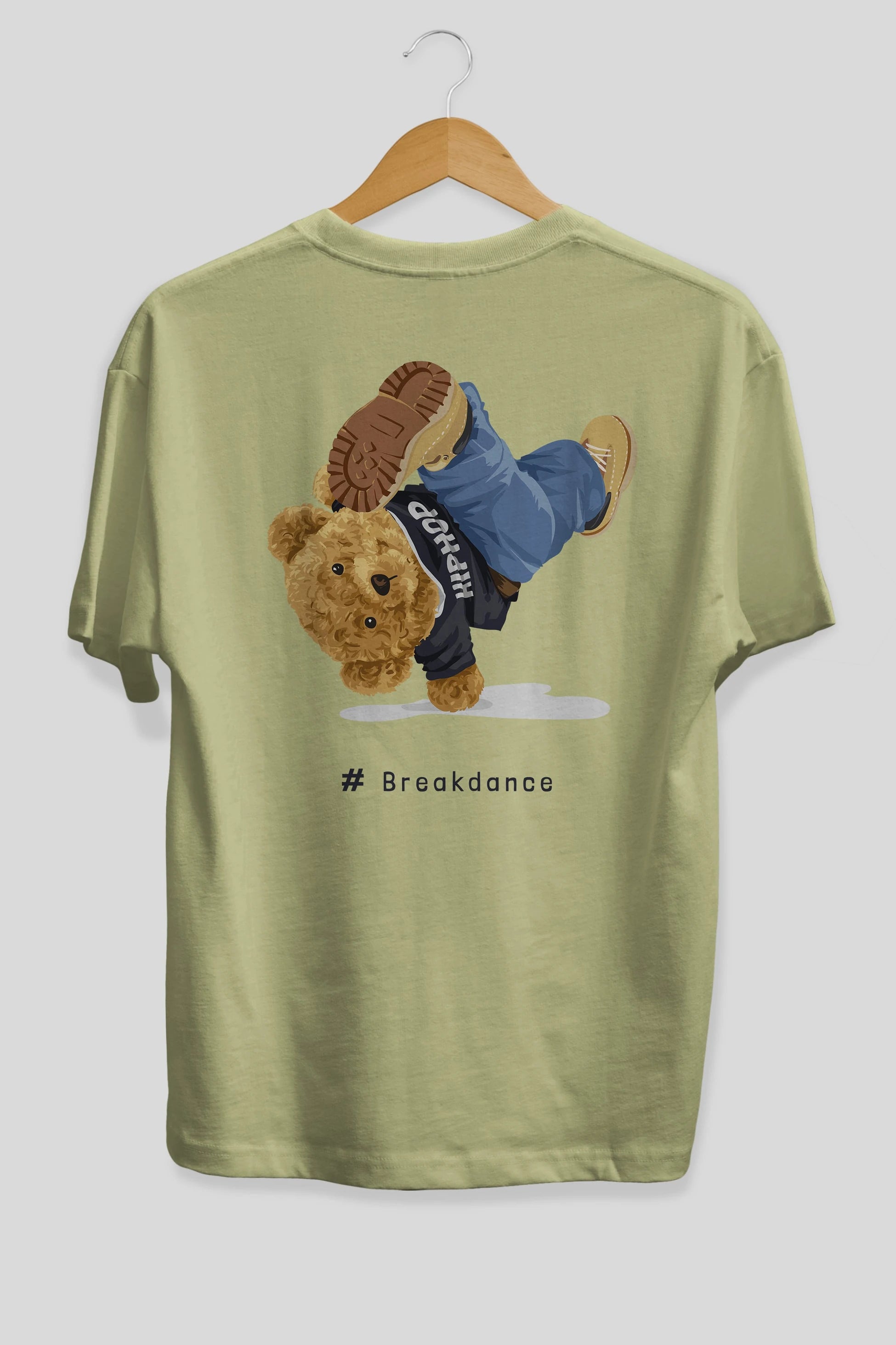 Teddy Bear Breakdance Arka Baskılı Oversize t-shirt Erkek Kadın Unisex %100 Pamuk