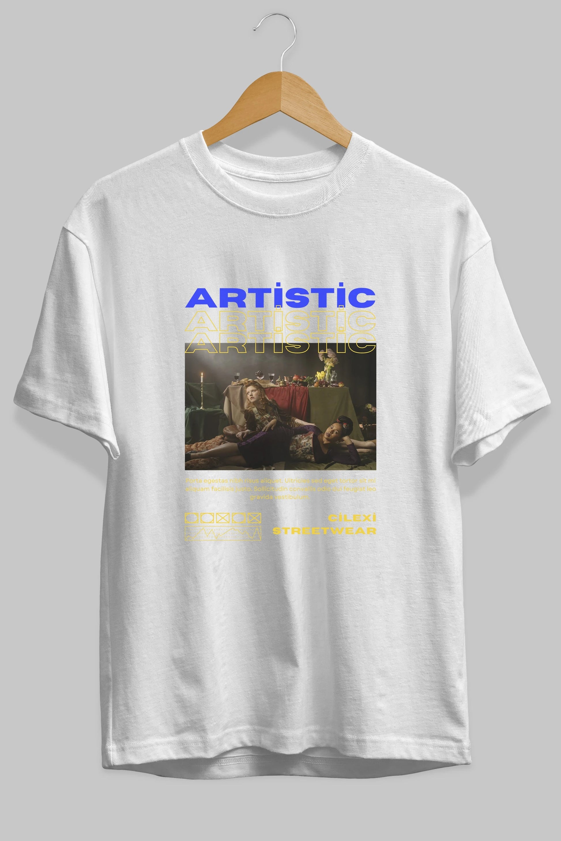 Artistic Yazılı Streetwear Ön Baskılı Oversize t-shirt Erkek Kadın Unisex
