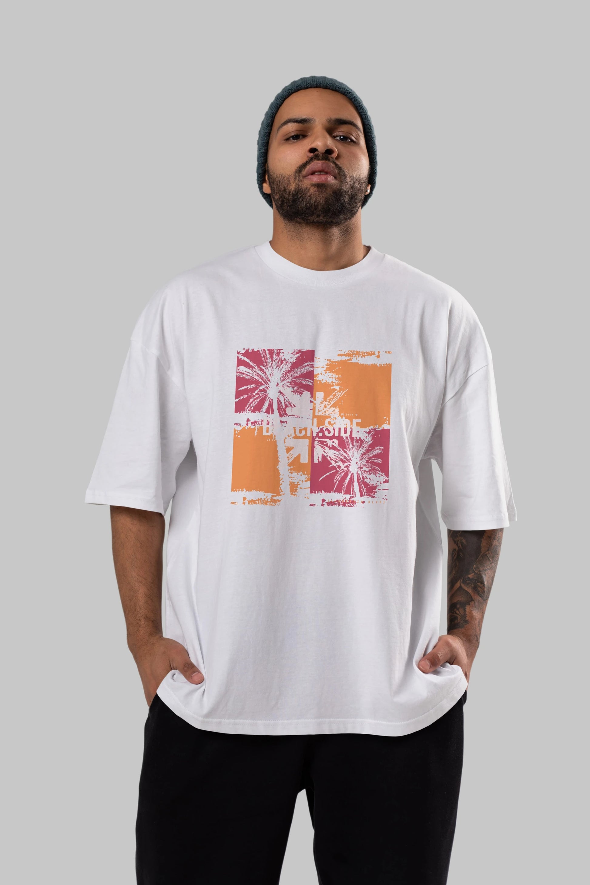 Beach Side Ön Baskılı Oversize t-shirt Erkek Kadın Unisex