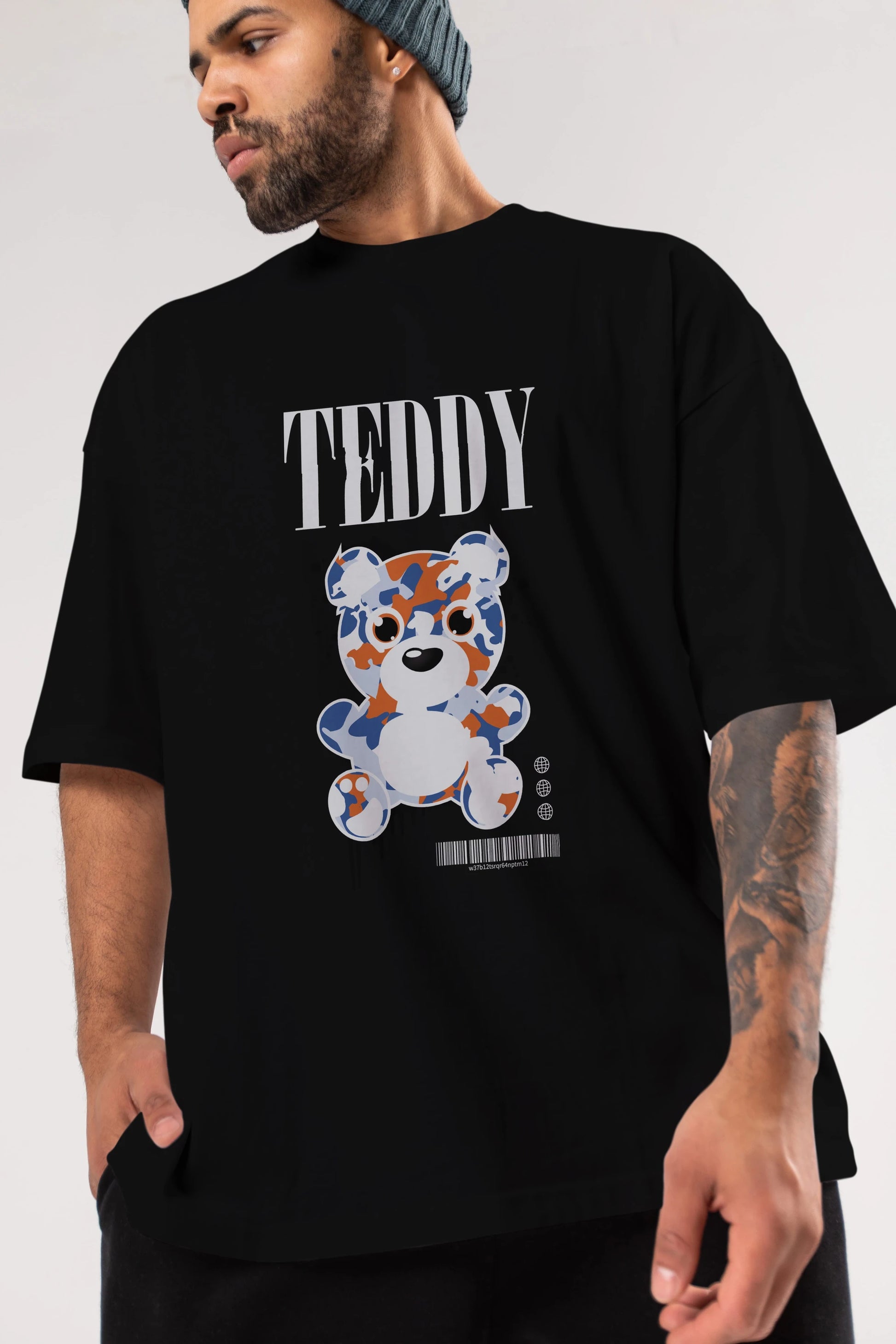 Teddy Bear Streetwear Ön Baskılı Oversize t-shirt Erkek Kadın Unisex