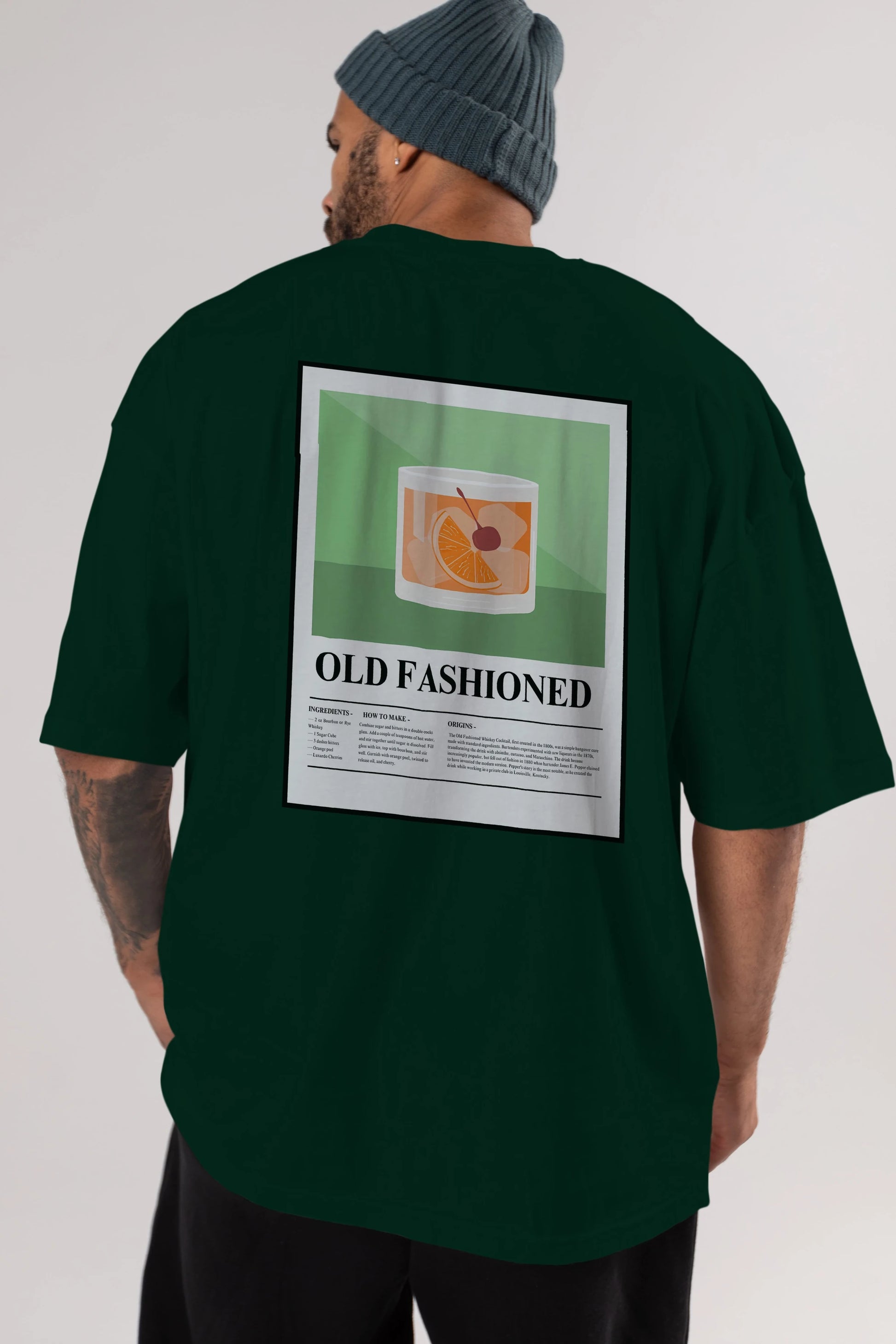 Old Fashioned Arka Baskılı Oversize t-shirt Erkek Kadın Unisex %100 Pamuk Bisiklet Yaka tişort