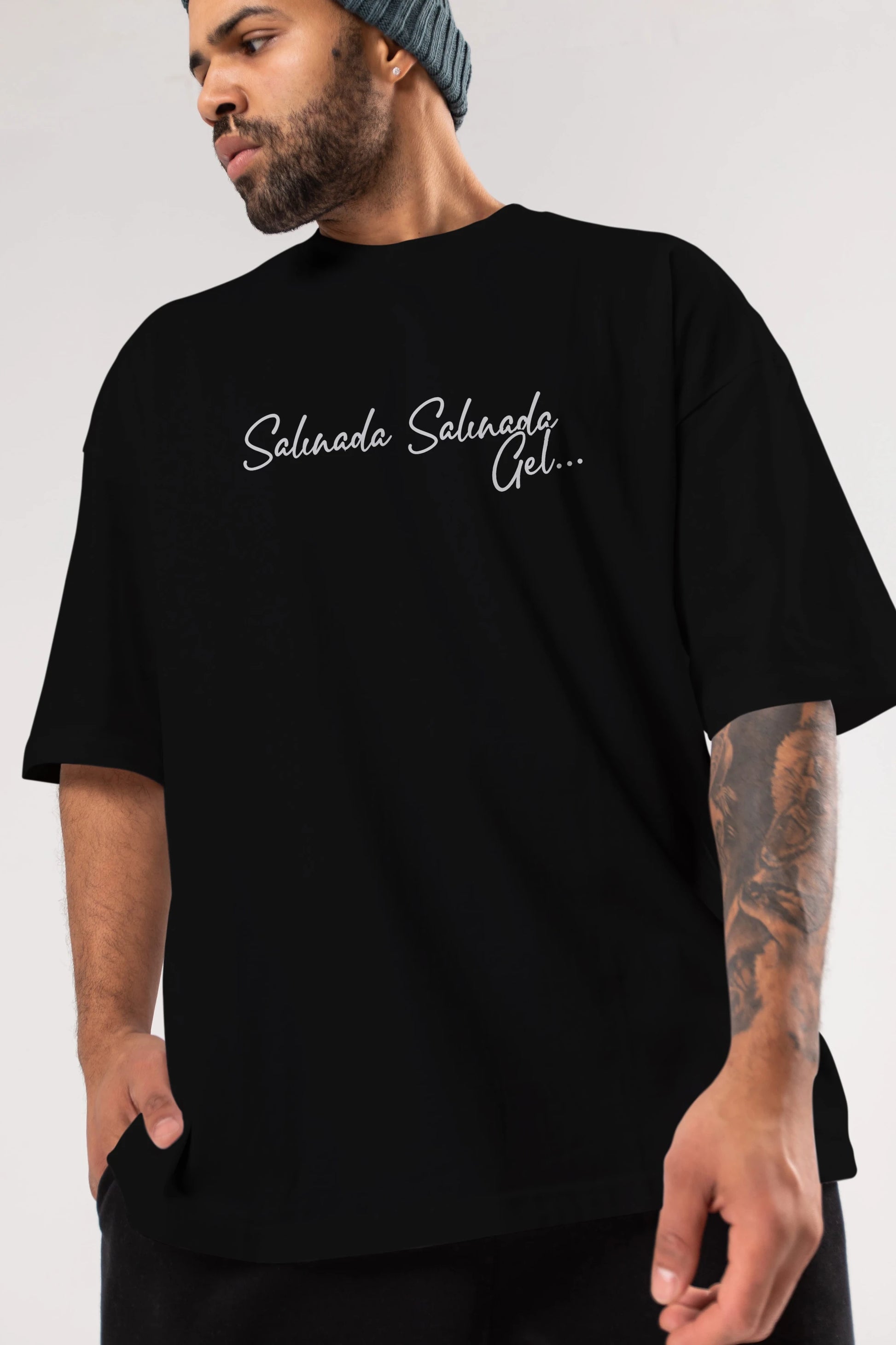 Salınada Salına Gel Ön Baskılı Oversize t-shirt %100 pamuk Erkek Kadın Unisex