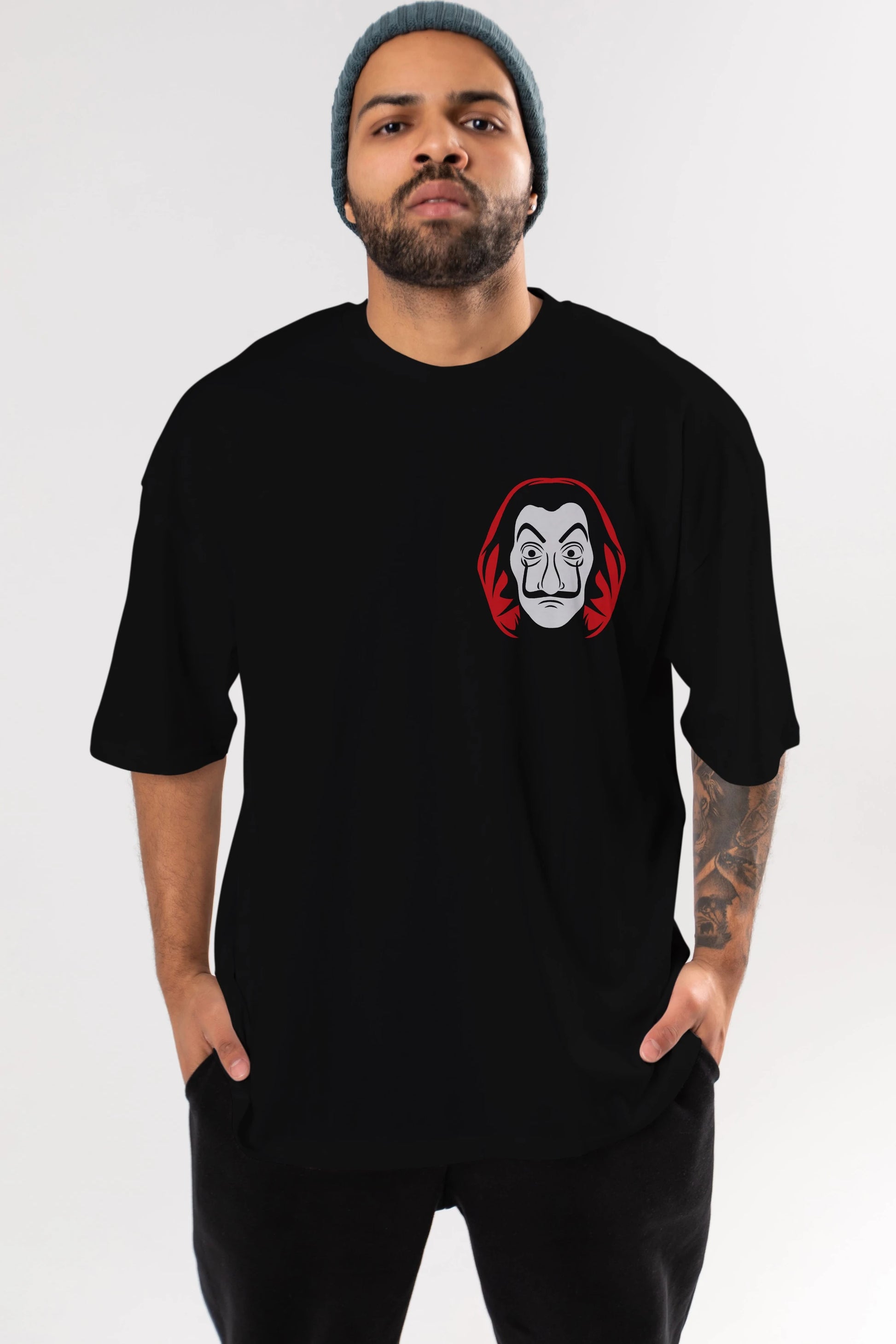 La Casa De Papel (8) Ön Sol Baskılı Oversize t-shirt Erkek Kadın Unisex %100 Pamuk Bisiklet Yaka tişort