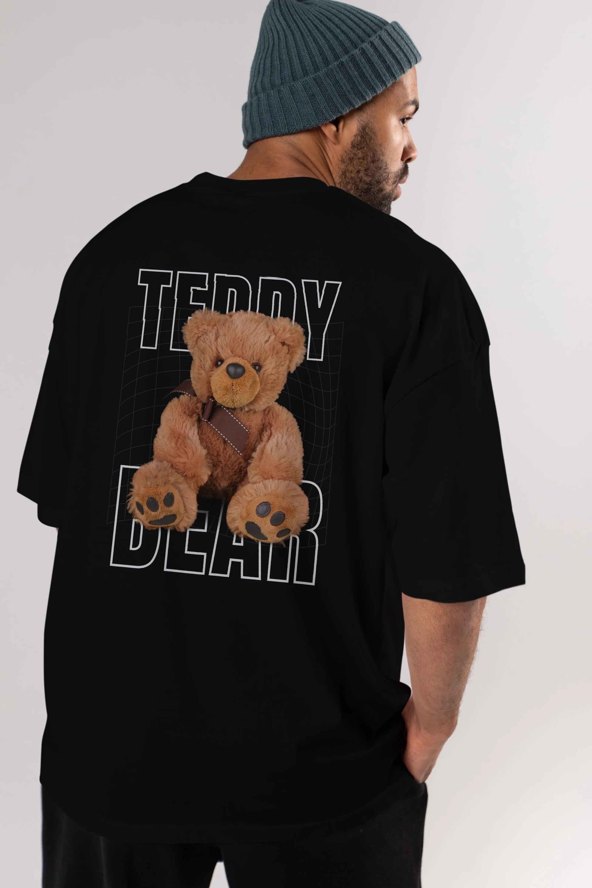 Teddy Bear Yazılı Arka Baskılı Oversize t-shirt Erkek Kadın Unisex