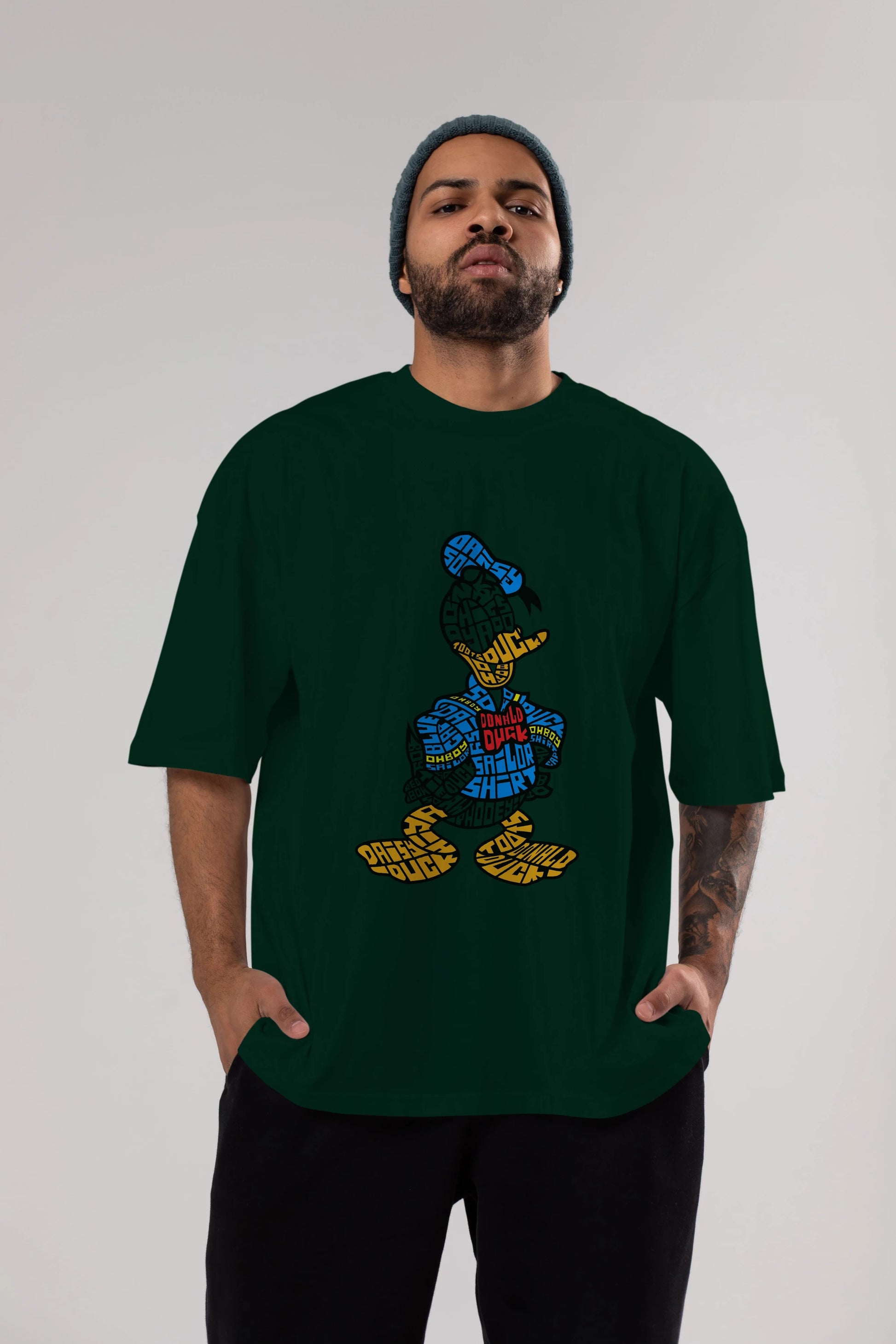 Donald Ön Baskılı Oversize t-shirt %100 pamuk Erkek Kadın Unisex