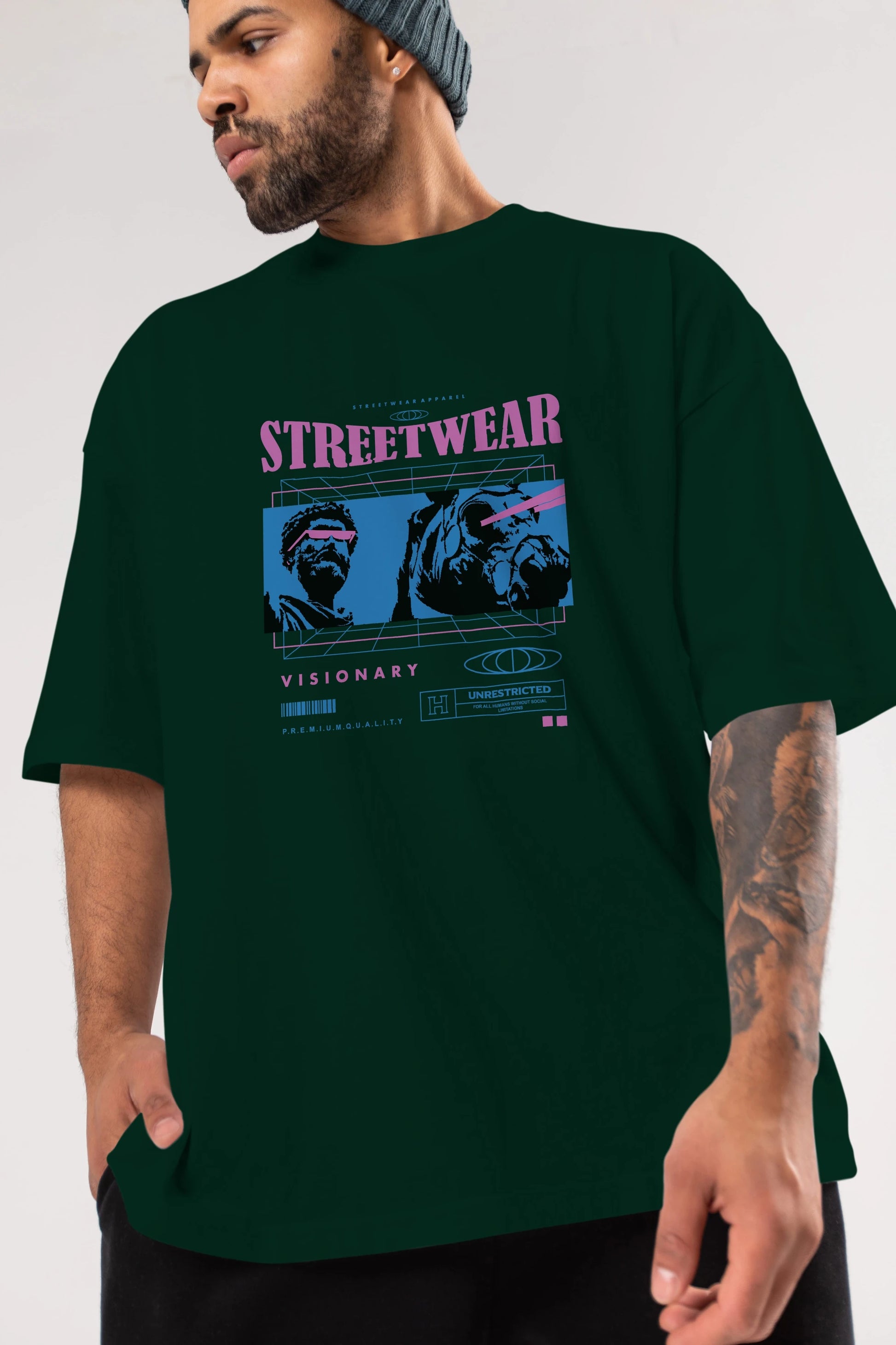 Streetwear Visionary Ön Baskılı Oversize t-shirt Erkek Kadın Unisex