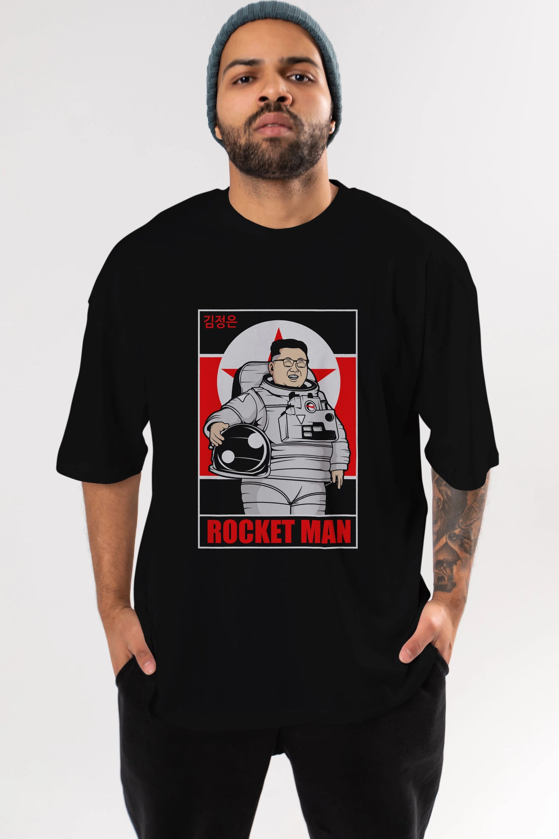 Astronot Kim Ön Baskılı Oversize t-shirt Erkek Kadın Unisex %100 Pamuk tişort